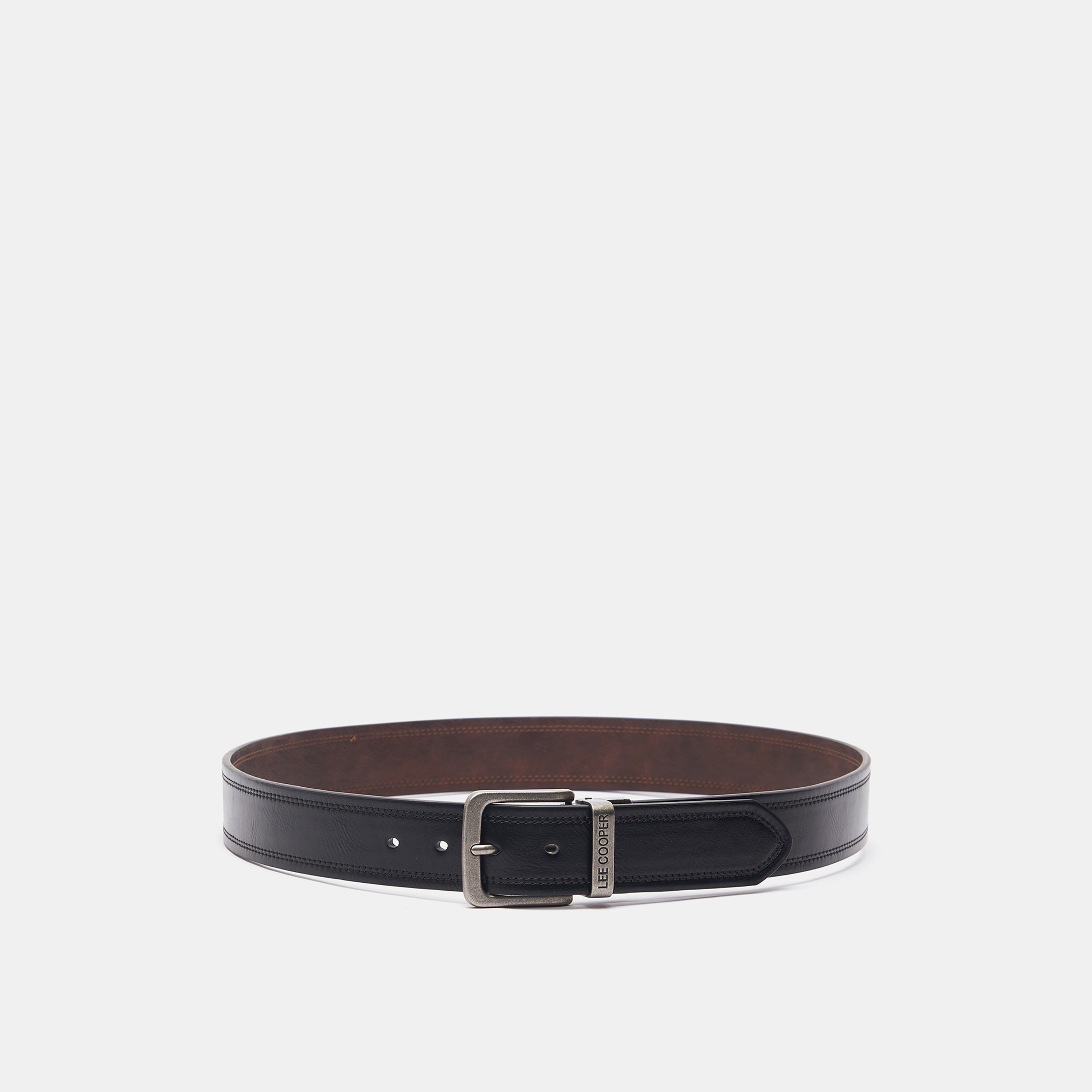 حزام سادة بإبزيم بدبوس إغلاق وتفاصيل مغرّزة من لي كوبر-men-beltsandwallets-belts-image-3