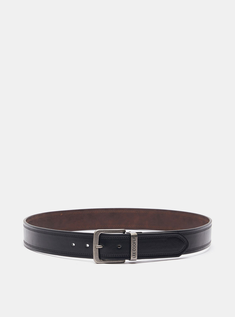 حزام سادة بإبزيم بدبوس إغلاق وتفاصيل مغرّزة من لي كوبر-men-beltsandwallets-belts-image-3