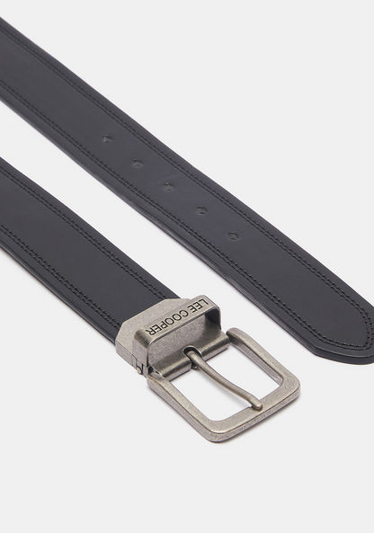 Lee Cooper Solid Belt with Pin Buckle Closure and Stitch Detailing