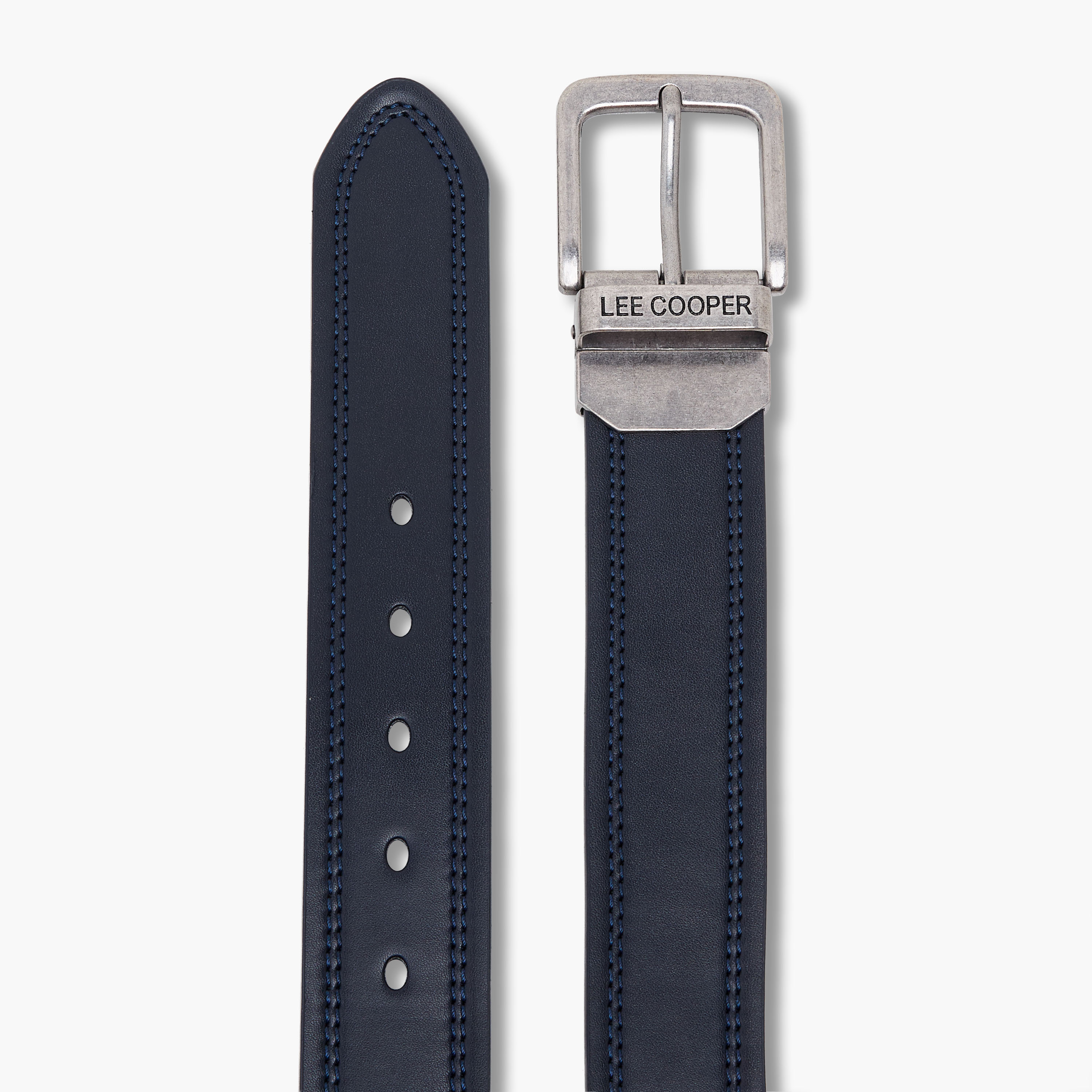 Lee Cooper Solid Belt with Pin Buckle Closure and Stitch Detailing-men-beltsandwallets-belts-image-3
