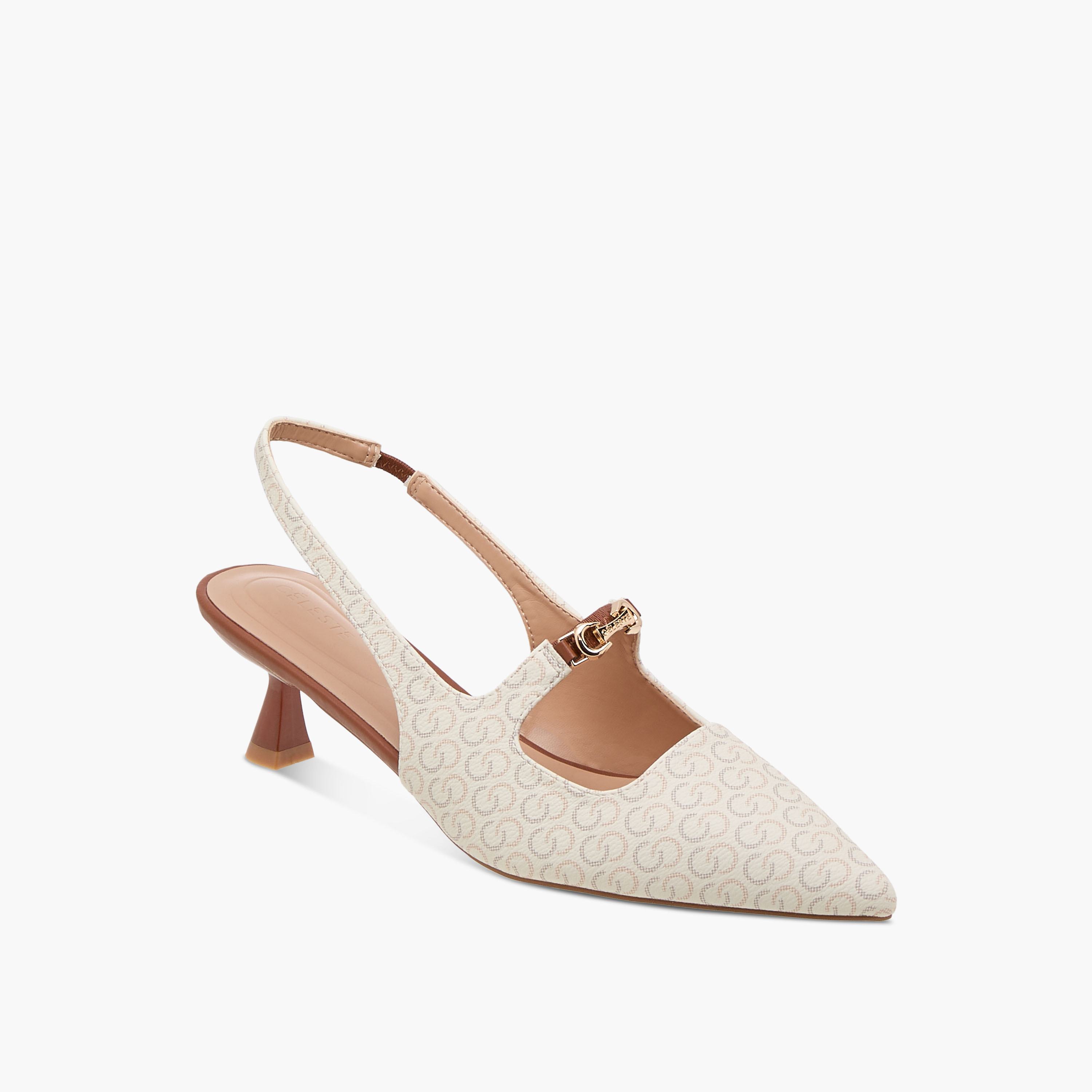 Celeste Women's Monogram Print Slingback Shoes with Kitten Heels-women-shoes-heels-image-3