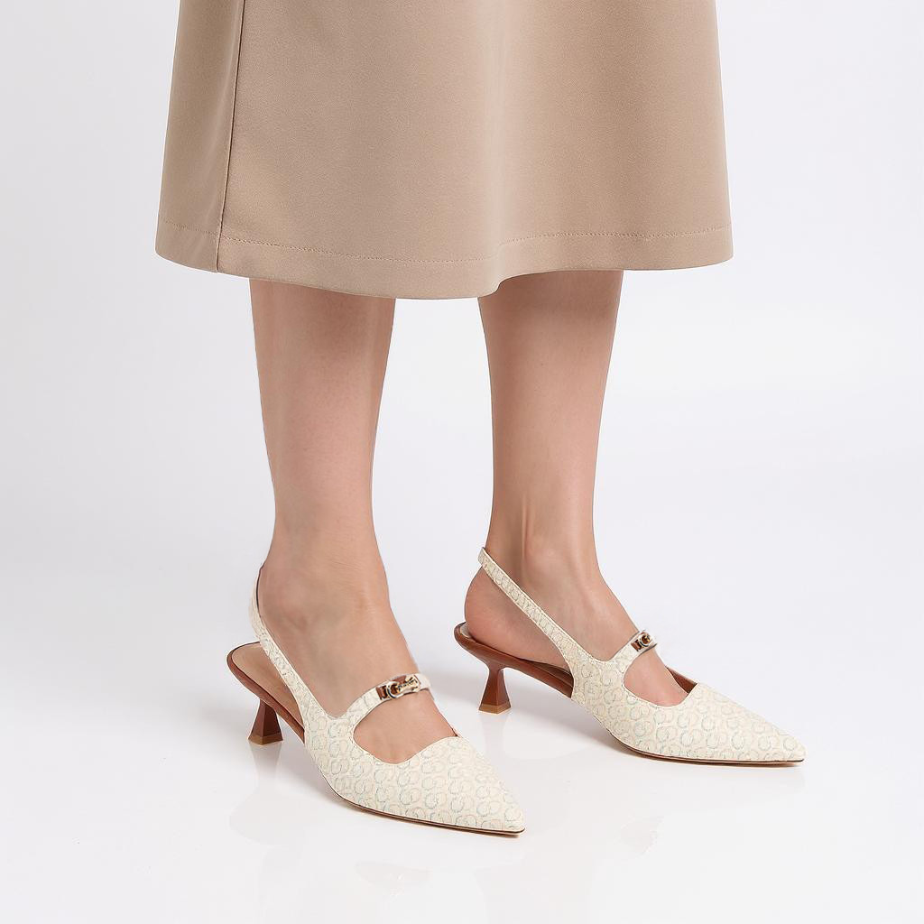 Celeste Women's Monogram Print Slingback Shoes with Kitten Heels-women-shoes-heels-image-2