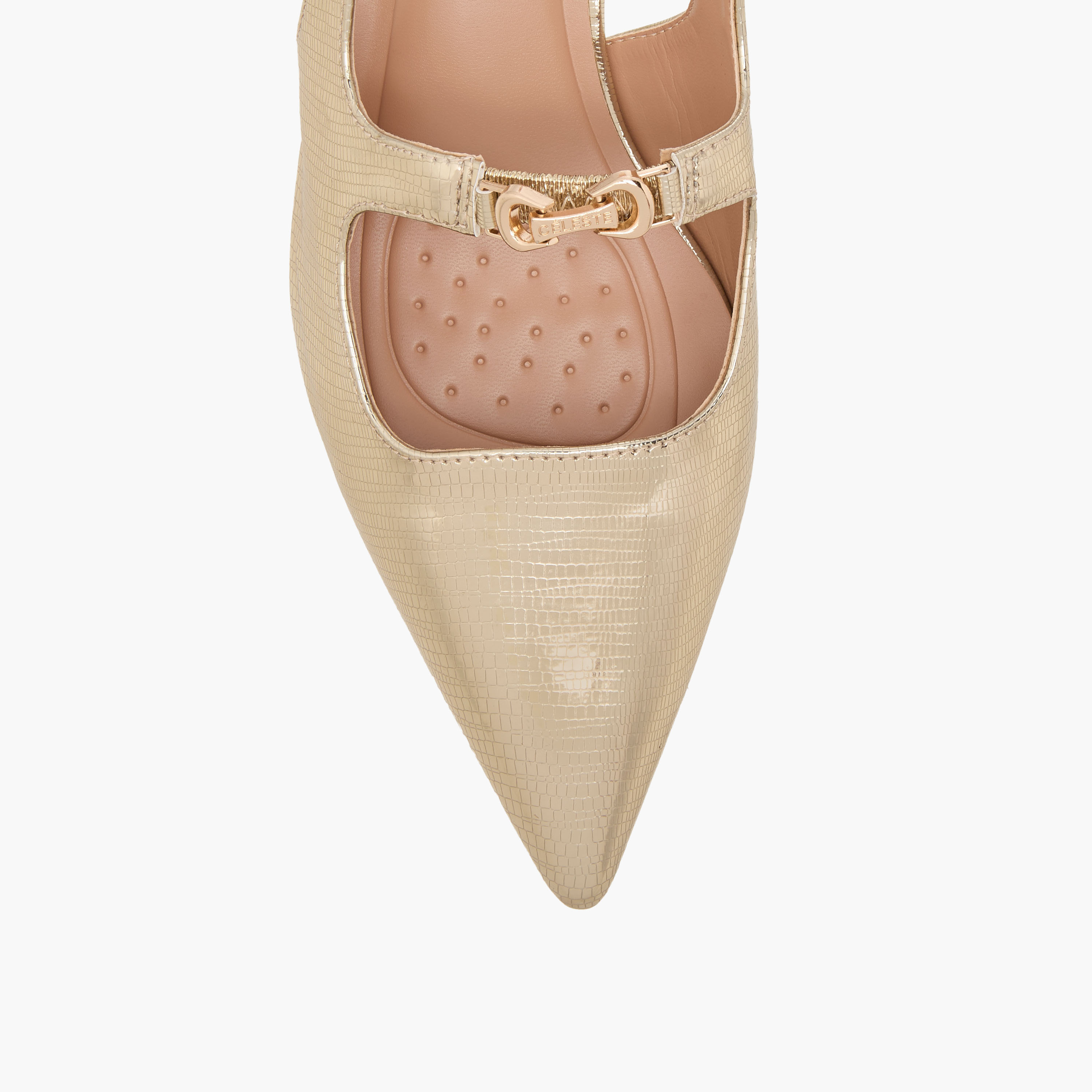 حذاء نسائي بارز الملمس بكعب صغير وحزام خلفي من سيليست-women-shoes-heels-image-4