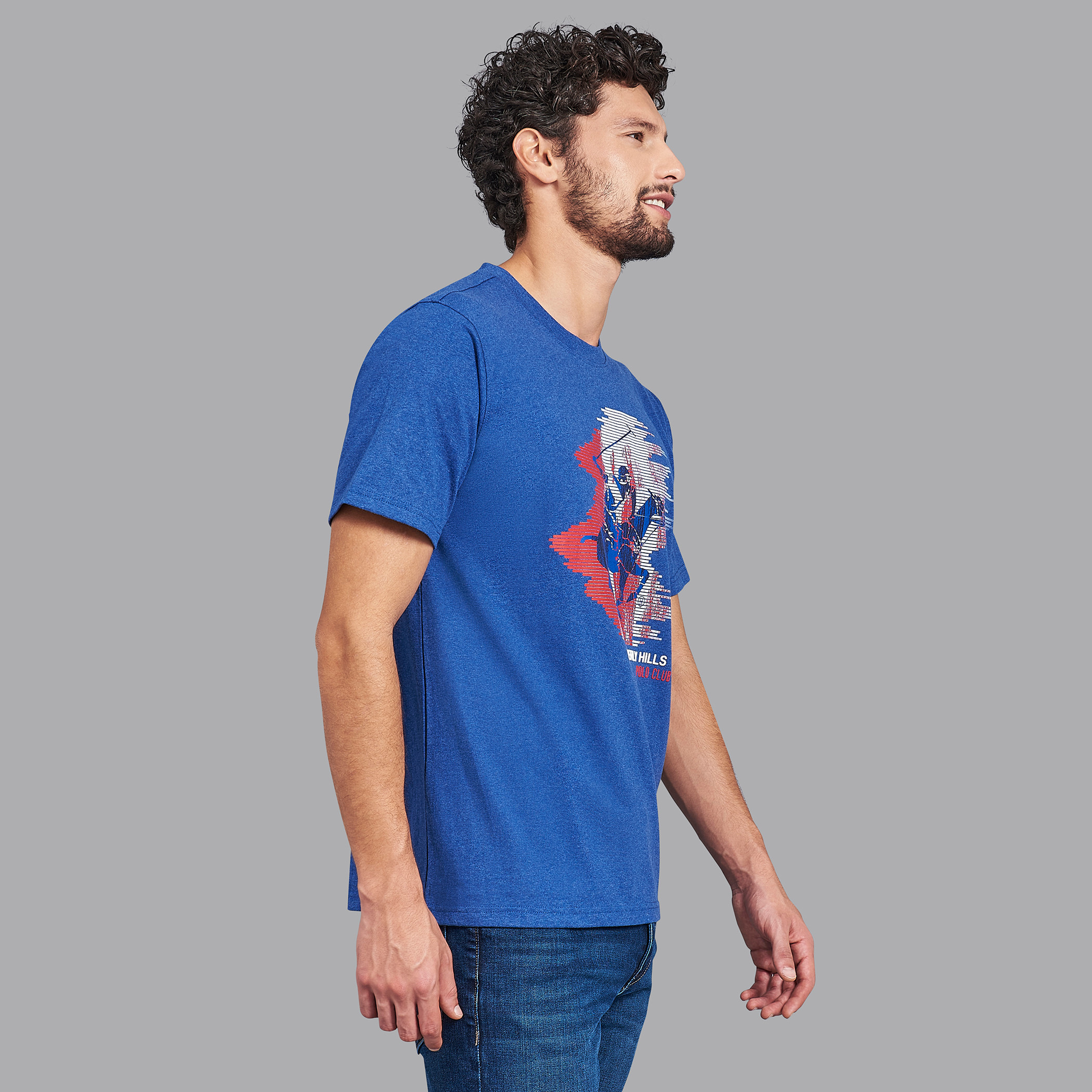 قميص بيفرلي هيلز بولو كلب أزرق مطبوع بياقة مستديرة وأكمام قصيرة للرجال-men-clothing-tshirtsandpolos-tshirts-image-3