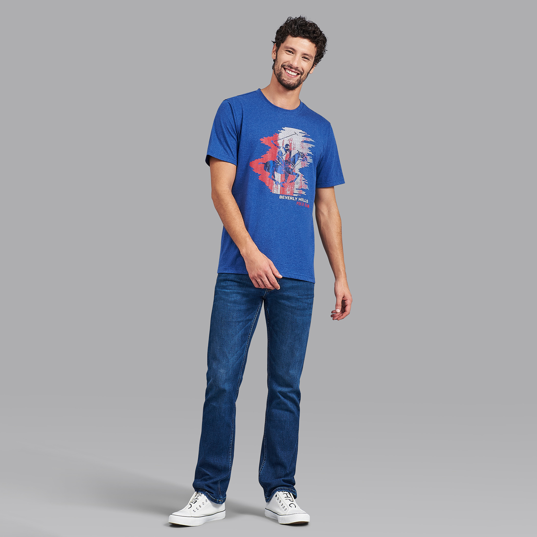 قميص بيفرلي هيلز بولو كلب أزرق مطبوع بياقة مستديرة وأكمام قصيرة للرجال-men-clothing-tshirtsandpolos-tshirts-image-6