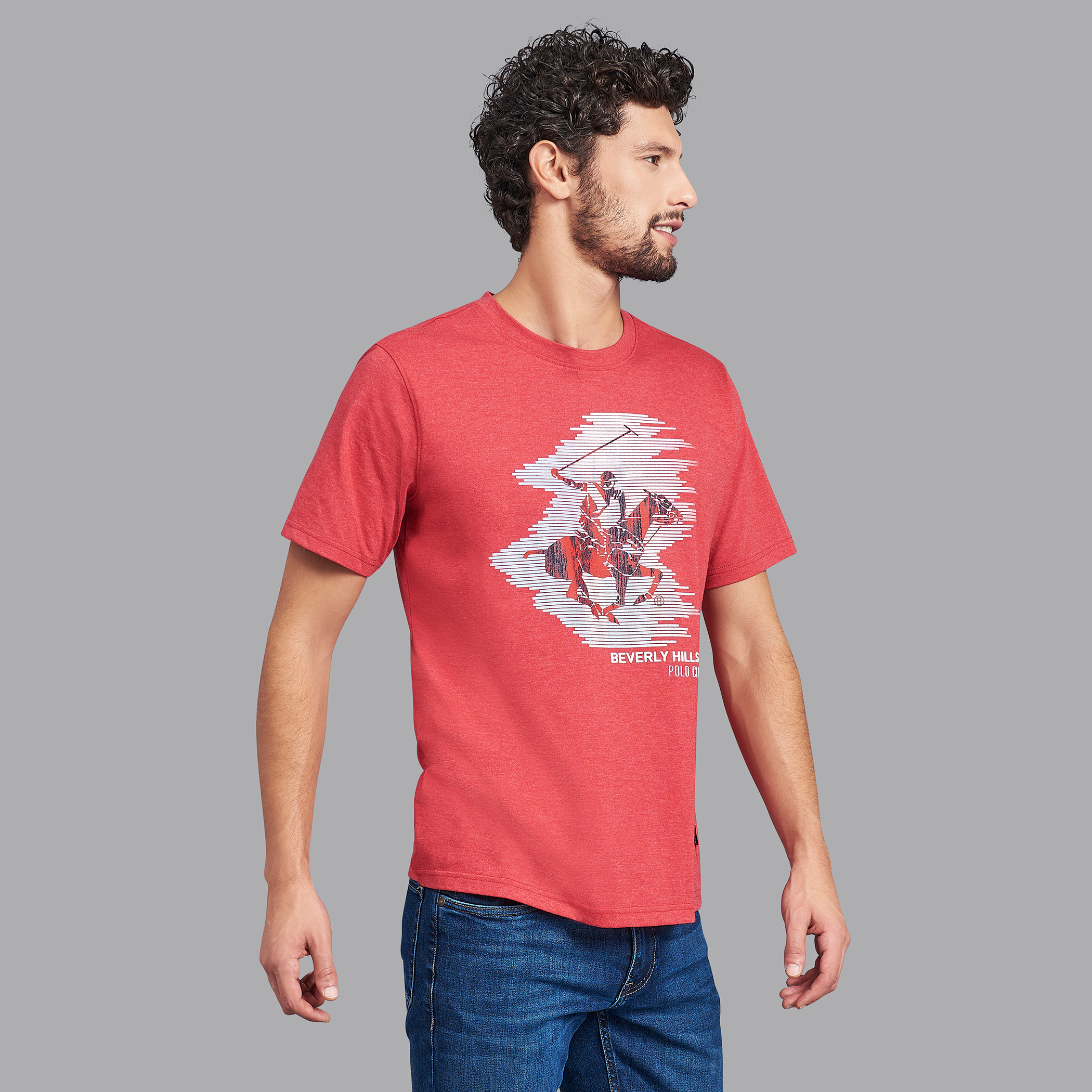 قميص بيفرلي هيلز بولو كلب أحمر بياقة مستديرة وأكمام قصيرة مطبوع للرجال-men-clothing-tshirtsandpolos-tshirts-image-3