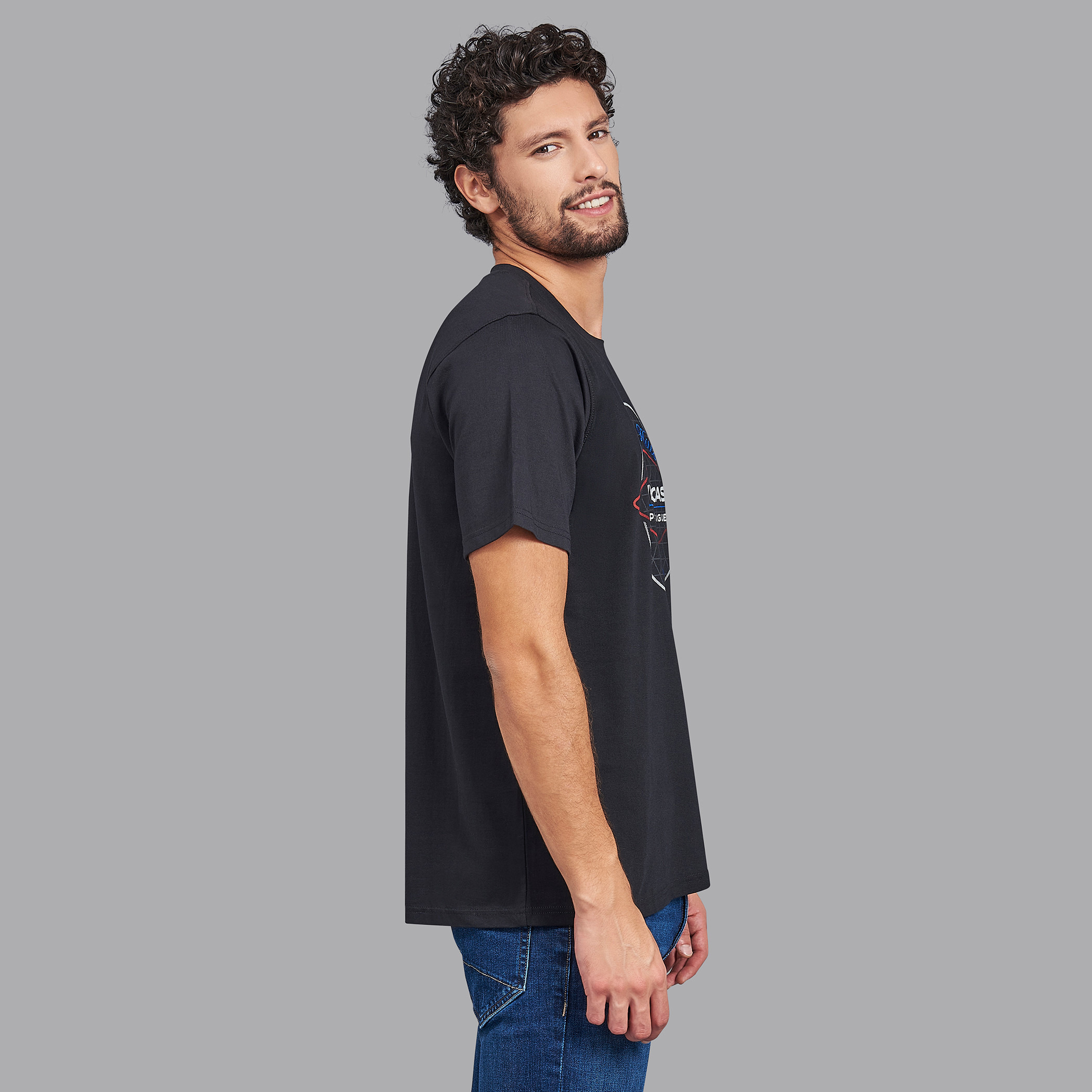 قميص بيفرلي هيلز بولو كلب أسود مطبوع بياقة مستديرة وأكمام قصيرة للرجال-men-clothing-tshirtsandpolos-tshirts-image-3