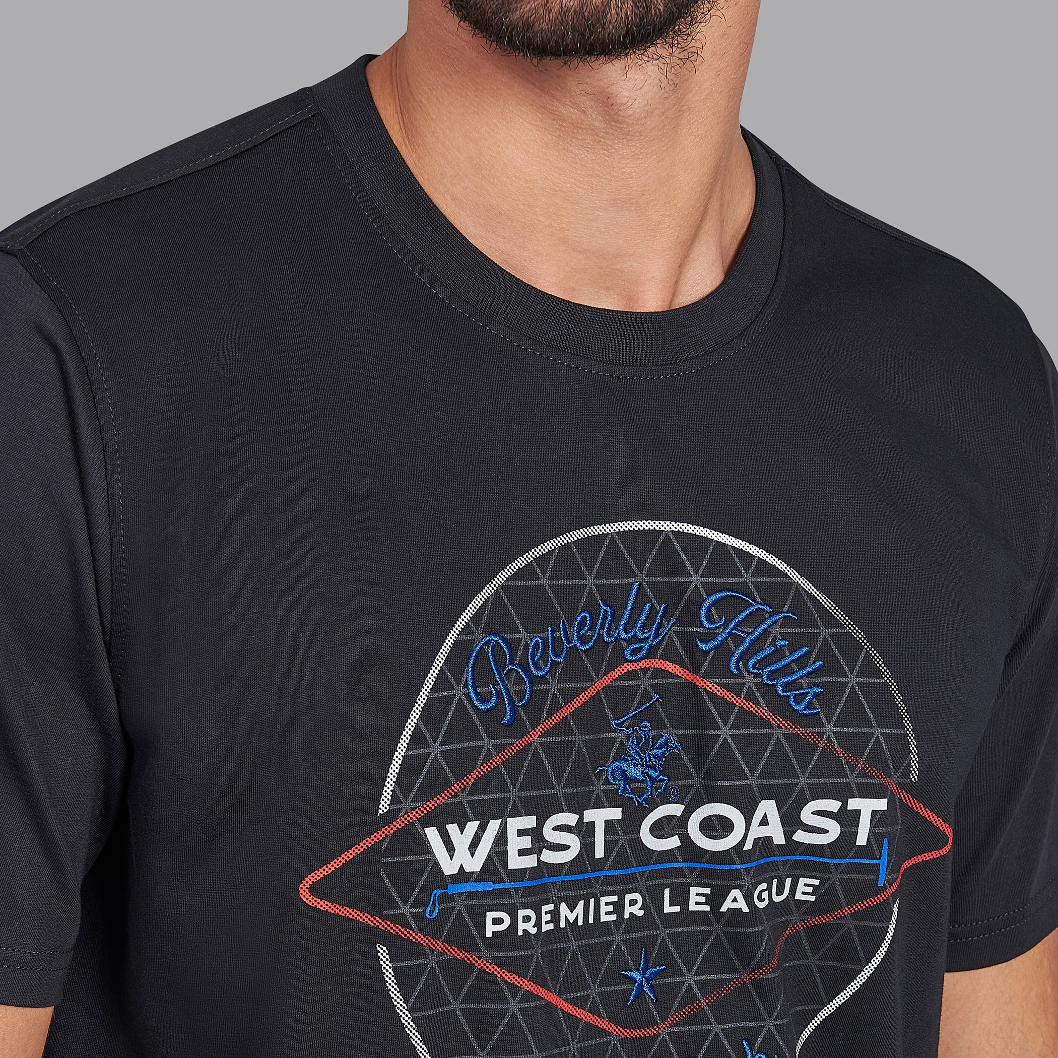 قميص بيفرلي هيلز بولو كلب أسود مطبوع بياقة مستديرة وأكمام قصيرة للرجال-men-clothing-tshirtsandpolos-tshirts-image-5