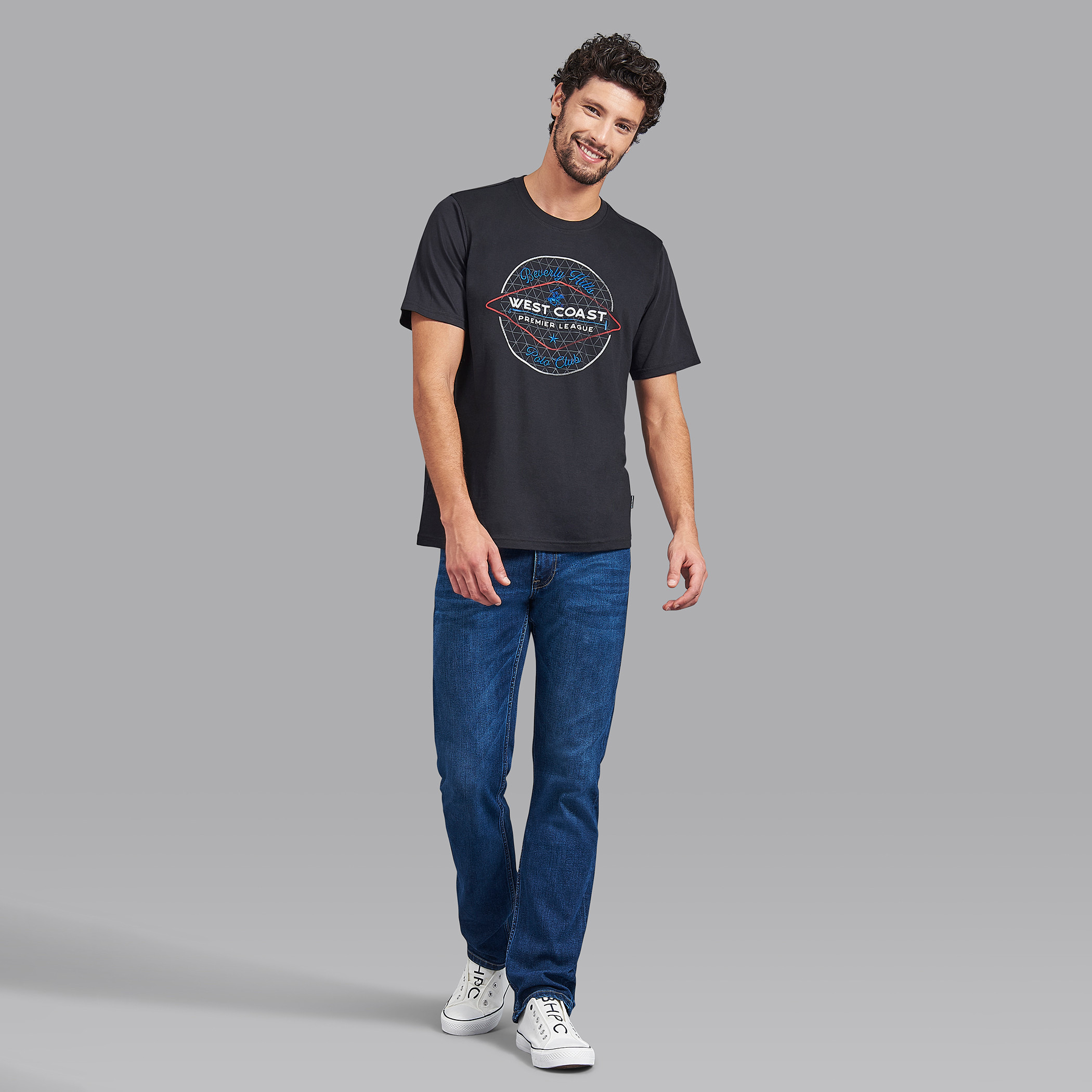 قميص بيفرلي هيلز بولو كلب أسود مطبوع بياقة مستديرة وأكمام قصيرة للرجال-men-clothing-tshirtsandpolos-tshirts-image-6