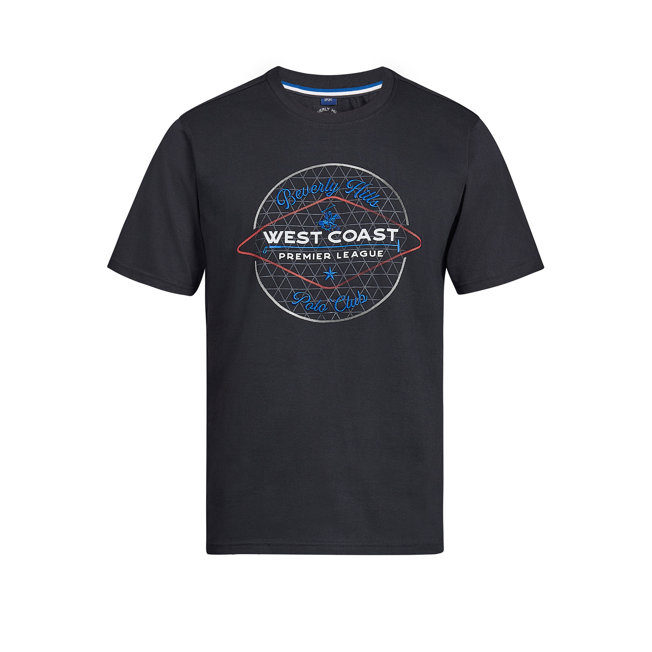 قميص بيفرلي هيلز بولو كلب أسود مطبوع بياقة مستديرة وأكمام قصيرة للرجال-men-clothing-tshirtsandpolos-tshirts-image-7