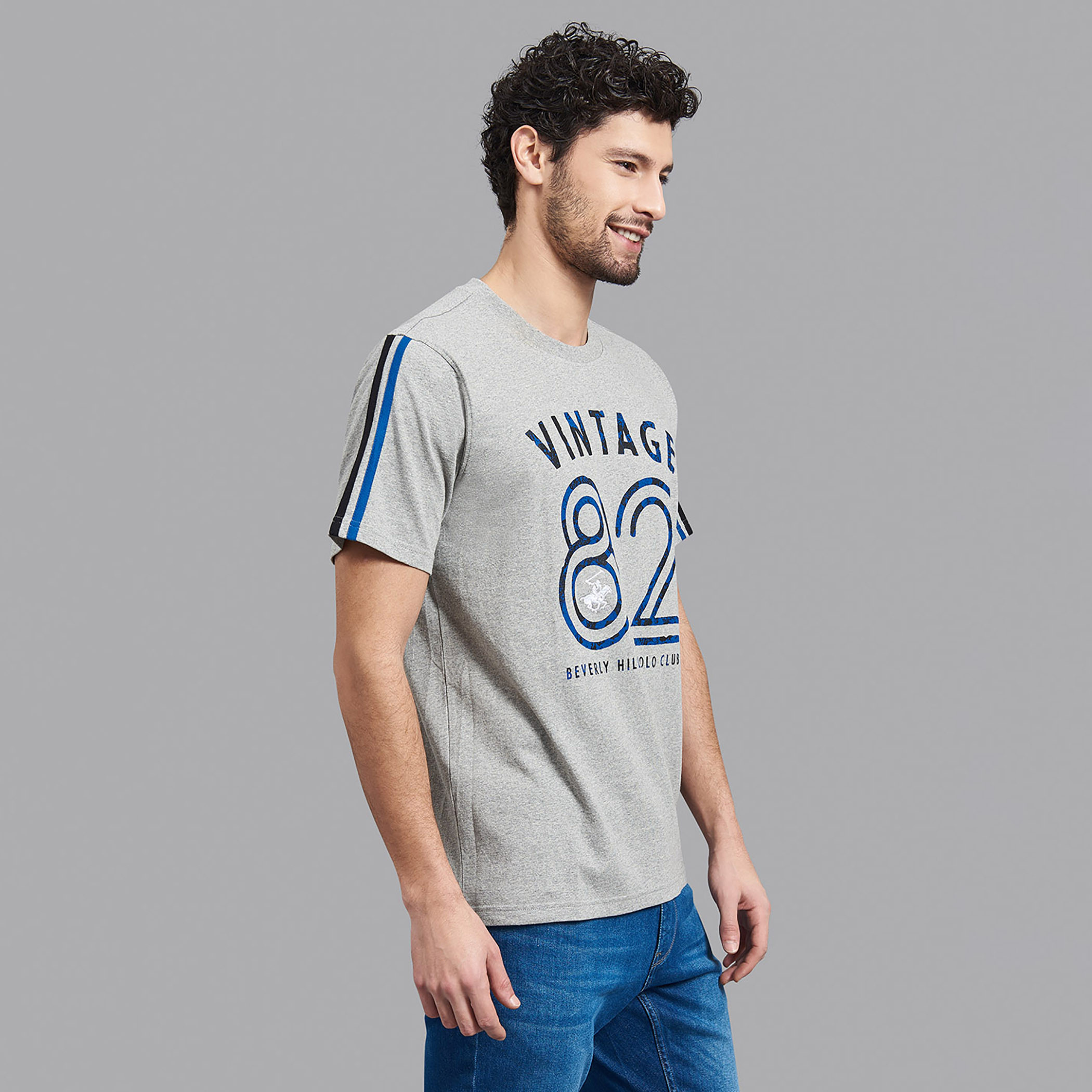 قميص بيفرلي هيلز بولو كلب بياقة مستديرة وأكمام قصيرة مطبوع رمادي للرجال-men-clothing-tshirtsandpolos-tshirts-image-4