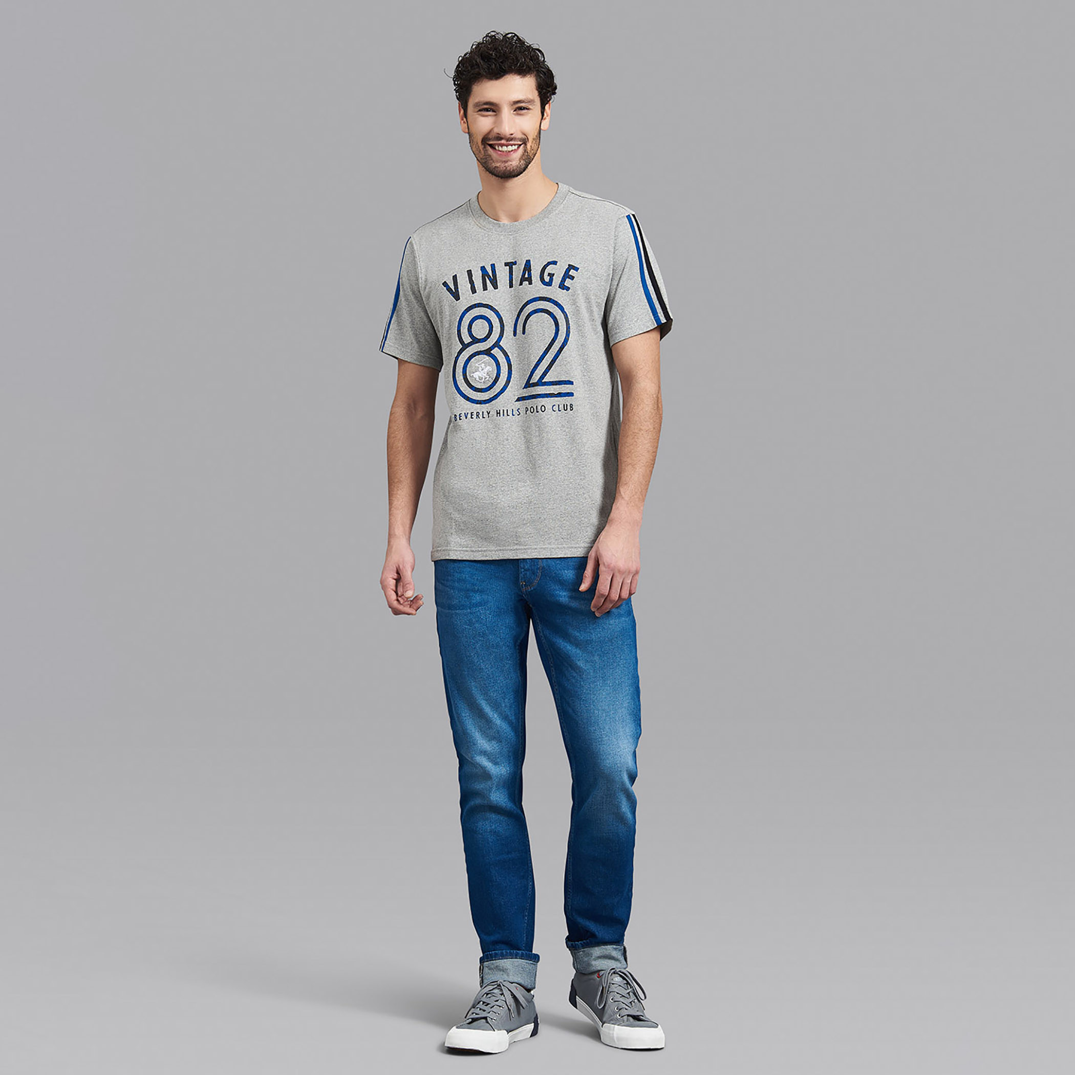 قميص بيفرلي هيلز بولو كلب بياقة مستديرة وأكمام قصيرة مطبوع رمادي للرجال-men-clothing-tshirtsandpolos-tshirts-image-7
