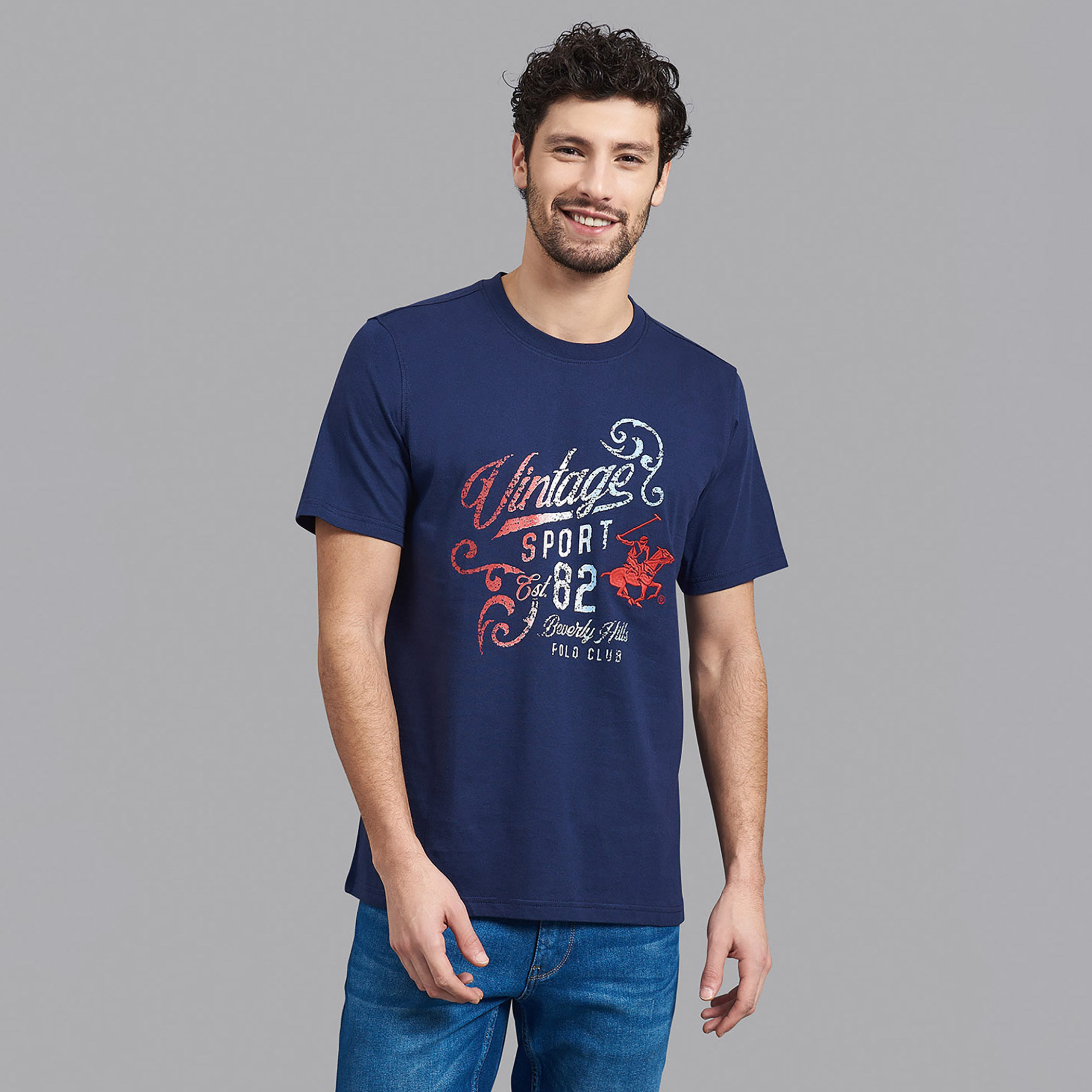 قميص بيفرلي هيلزبولو كلب رجالي أزرق كحلي ورقبة دائرية وأكمام قصيرة-men-clothing-tshirtsandpolos-tshirts-image-1