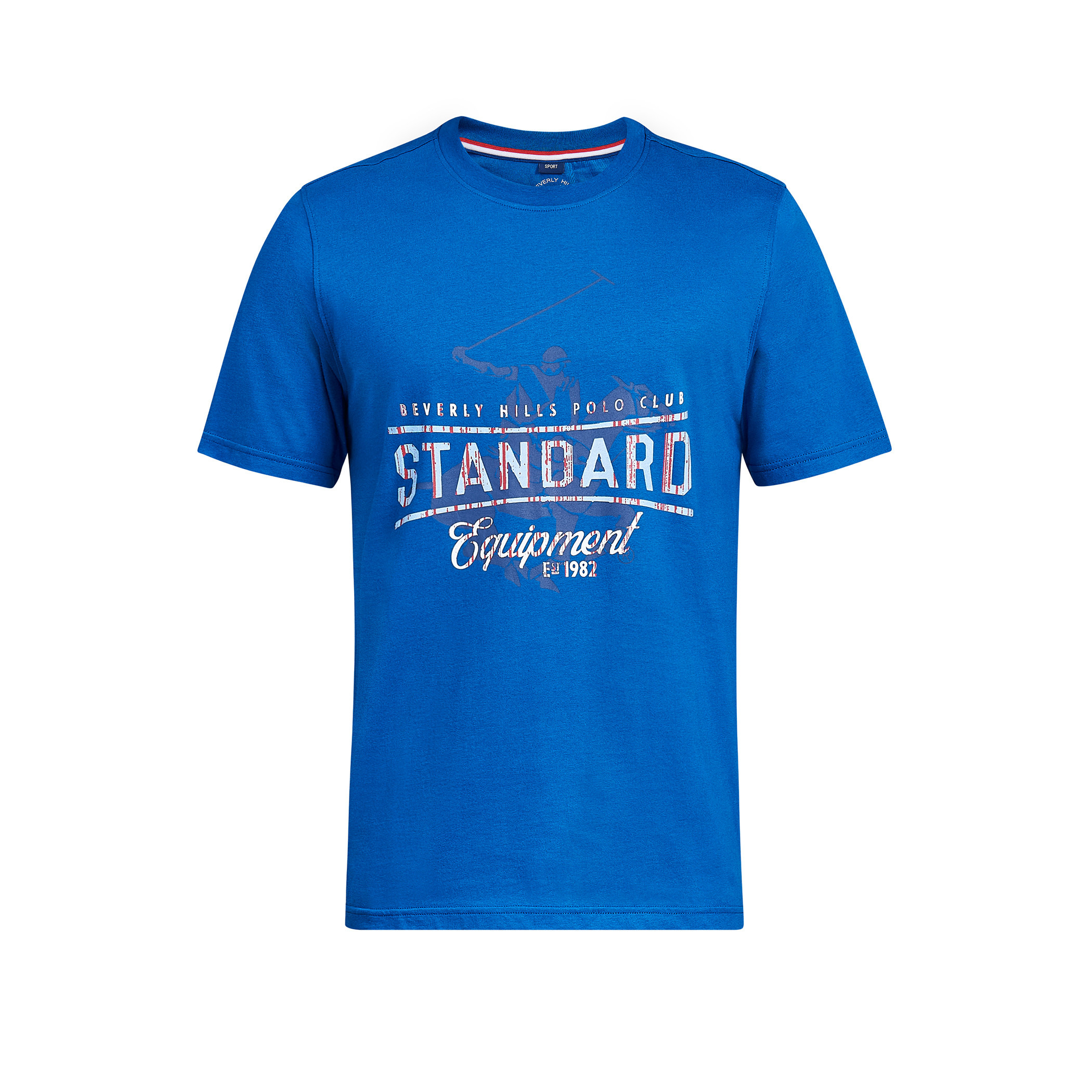 قميص بيفرلي هيلز بولو كلب أزرق مطبوع بياقة مستديرة وأكمام قصيرة للرجال-men-clothing-tshirtsandpolos-tshirts-image-7