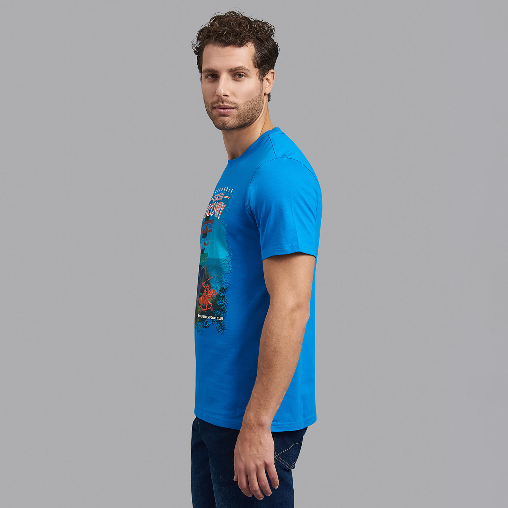 قميص بيفرلي هيلز بولو كلب أزرق مطبوع بياقة مستديرة وأكمام قصيرة للرجال-men-clothing-tshirtsandpolos-tshirts-image-3