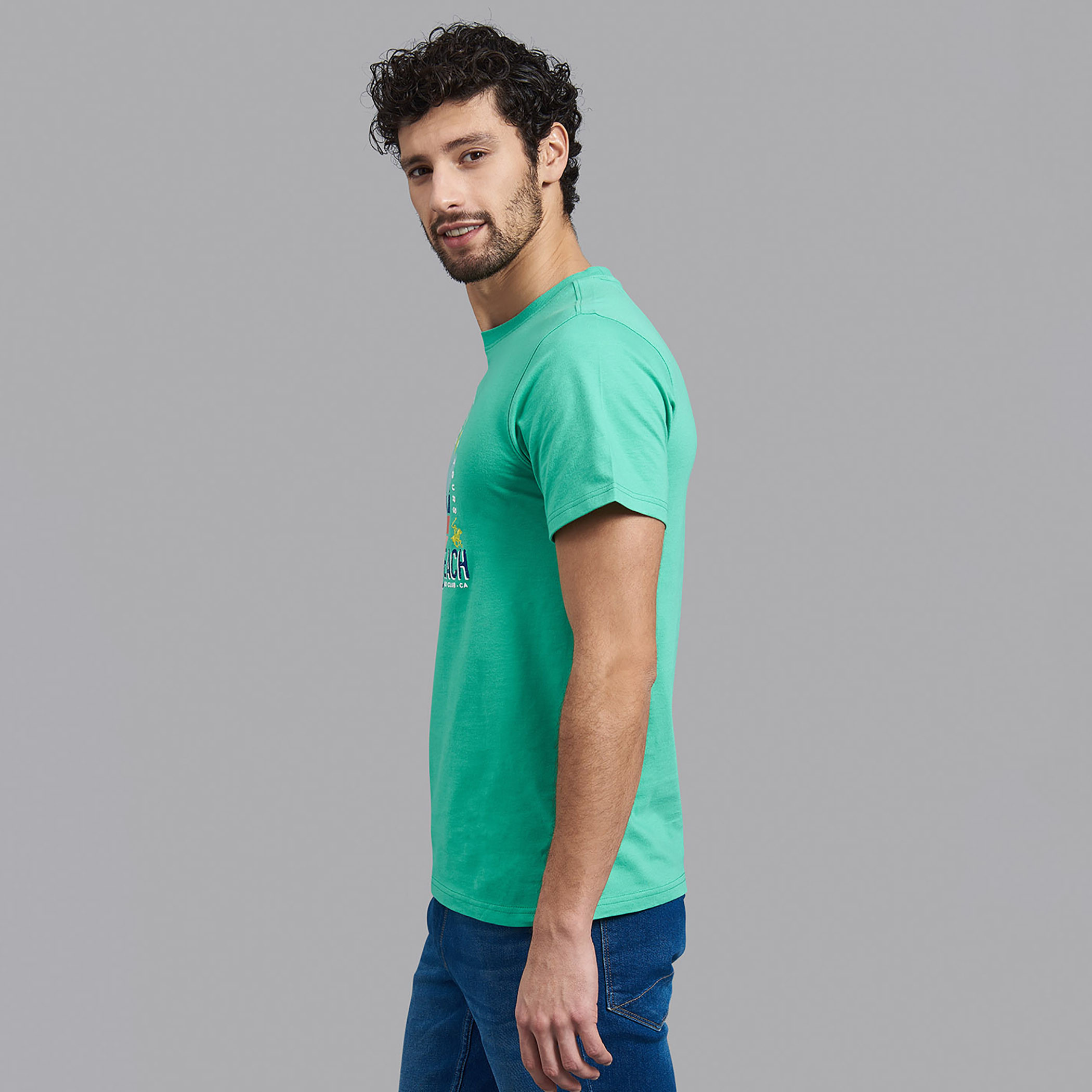 قميص بيفرلي هيلز بولو كلب بأكمام قصيرة وياقة دائرية وطبعات أخضر فاتح للرجال-men-clothing-tshirtsandpolos-tshirts-image-3