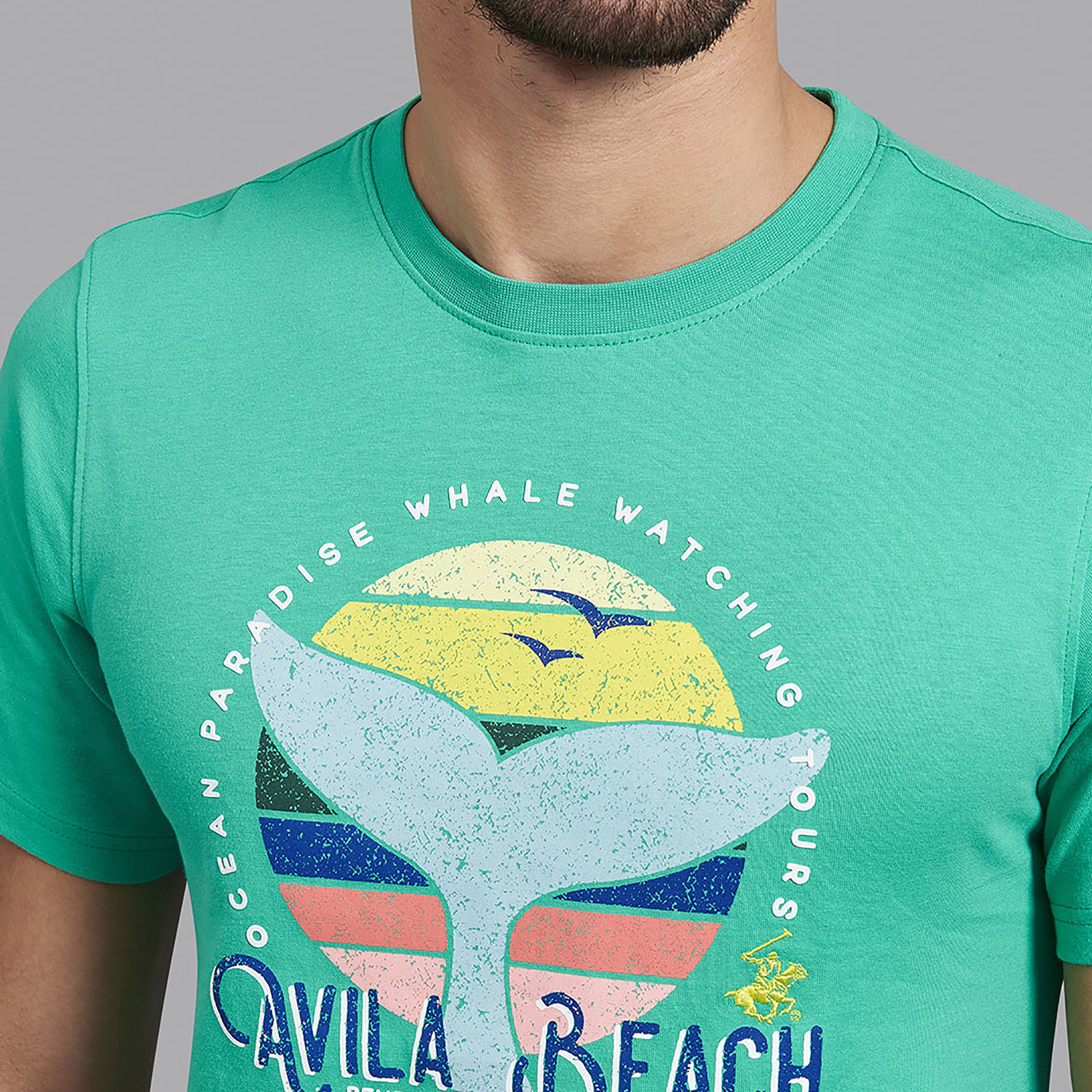 Beverly Hills Polo Club Men Light Green Printed Crew Neck Short Sleeves T-Shirt-PROMO_CP_BHPC_101125-image-6