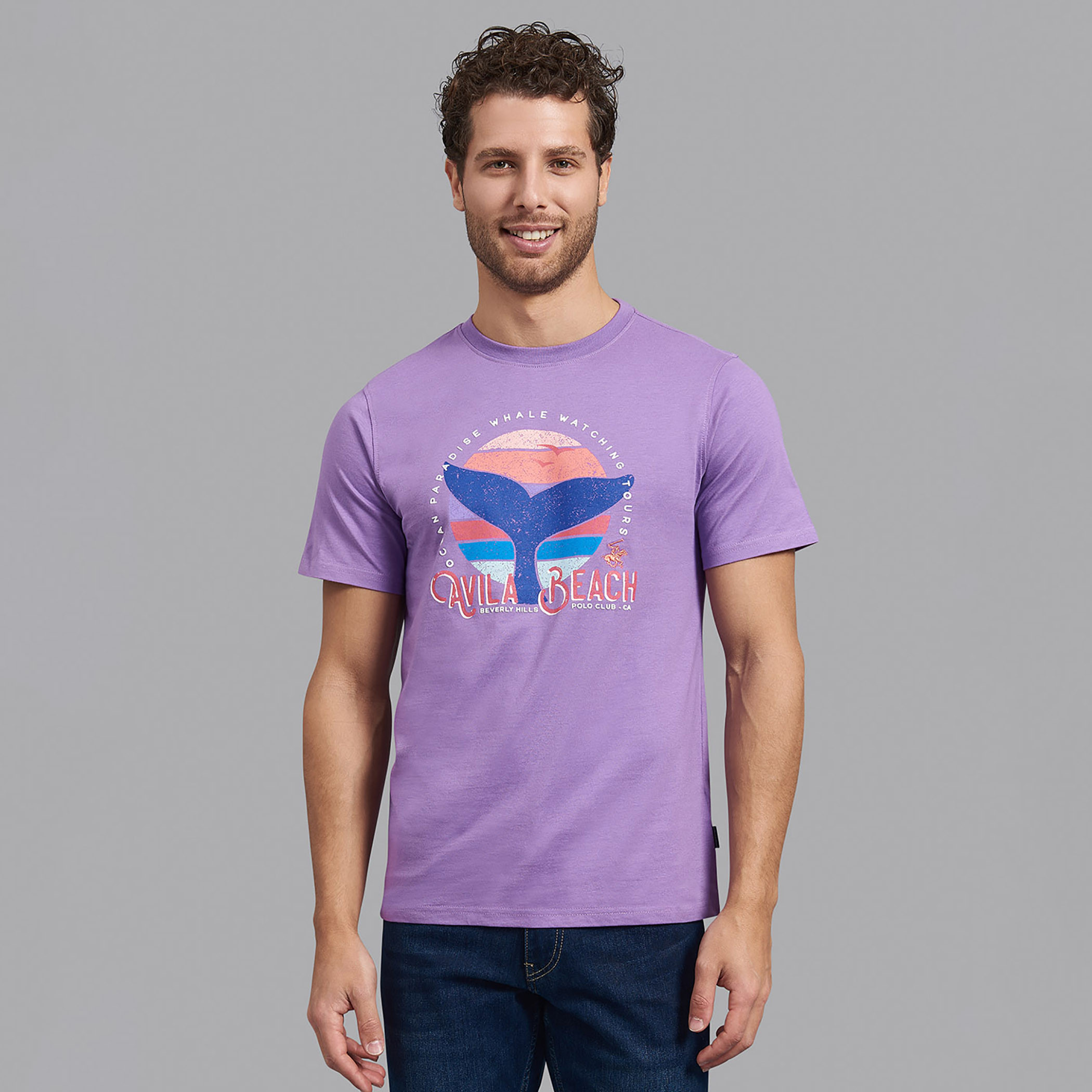 Beverly Hills Polo Club Men Purple Printed Crew Neck Short Sleeves T-Shirt-men-clothing-tshirtsandpolos-tshirts-image-1