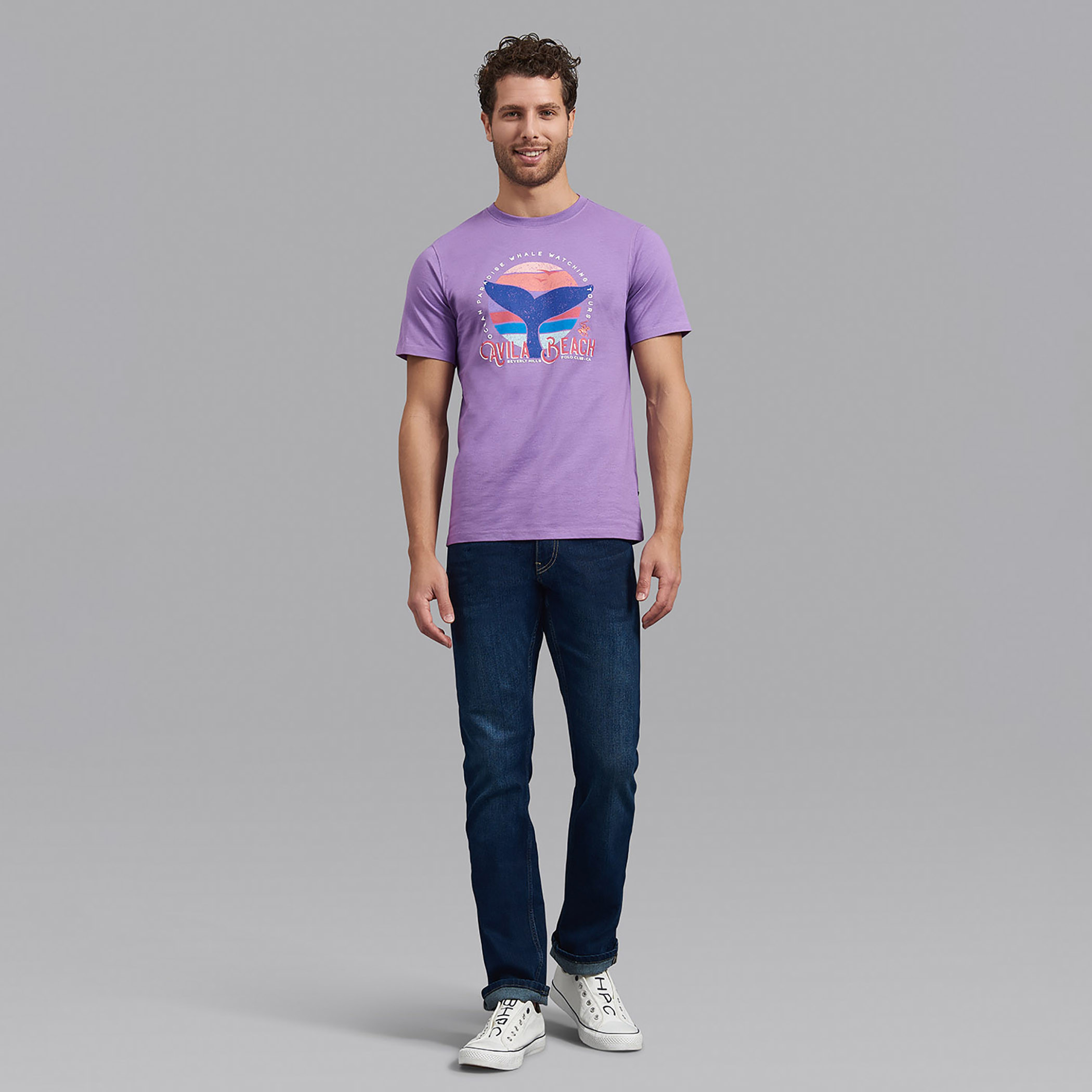 قميص بيفرلي هيلز بولو كلب أرجواني مطبوع بياقة مستديرة وأكمام قصيرة-men-clothing-tshirtsandpolos-tshirts-image-4