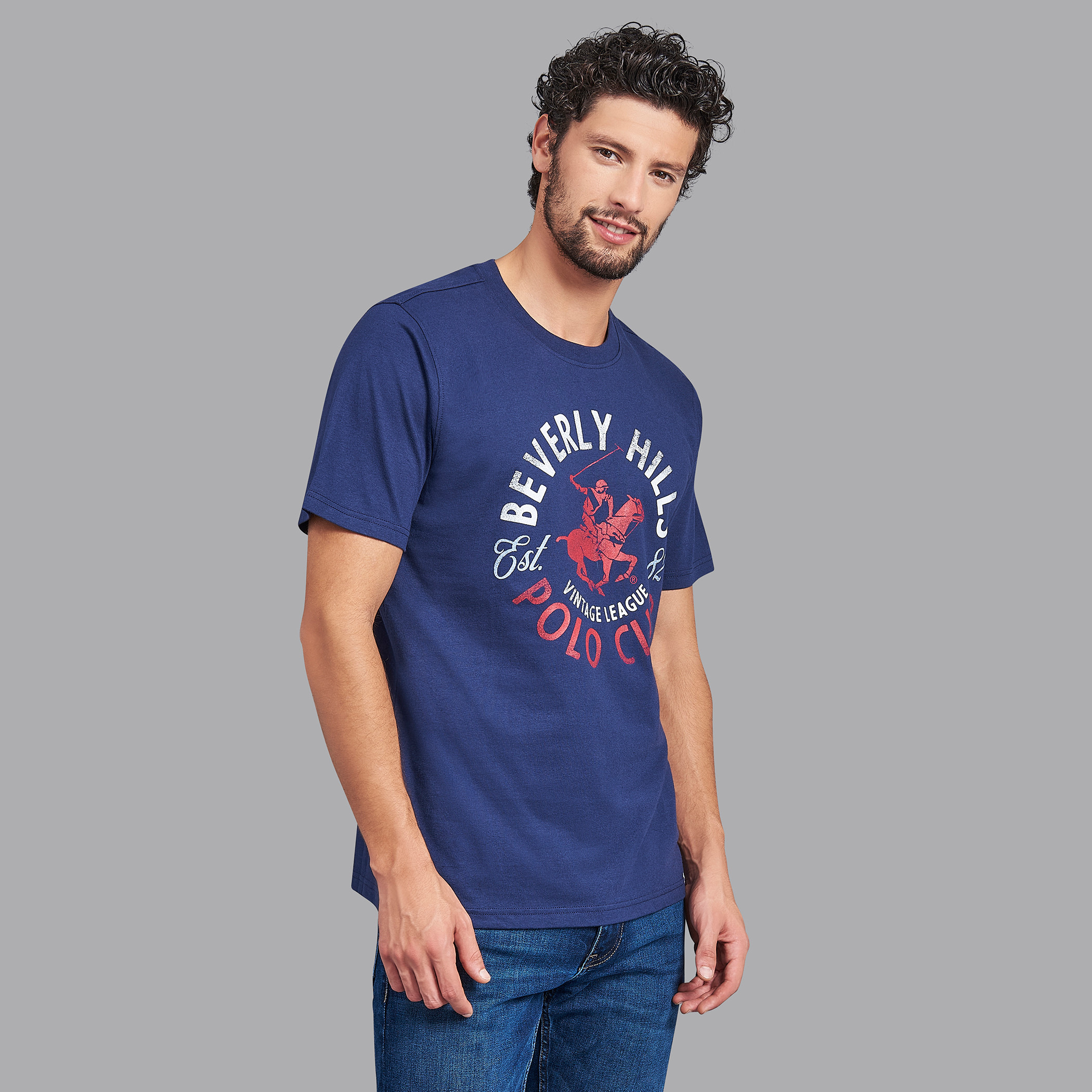 قميص بيفرلي هيلزبولو كلب رجالي أزرق كحلي ورقبة دائرية وأكمام قصيرة-men-clothing-tshirtsandpolos-tshirts-image-1