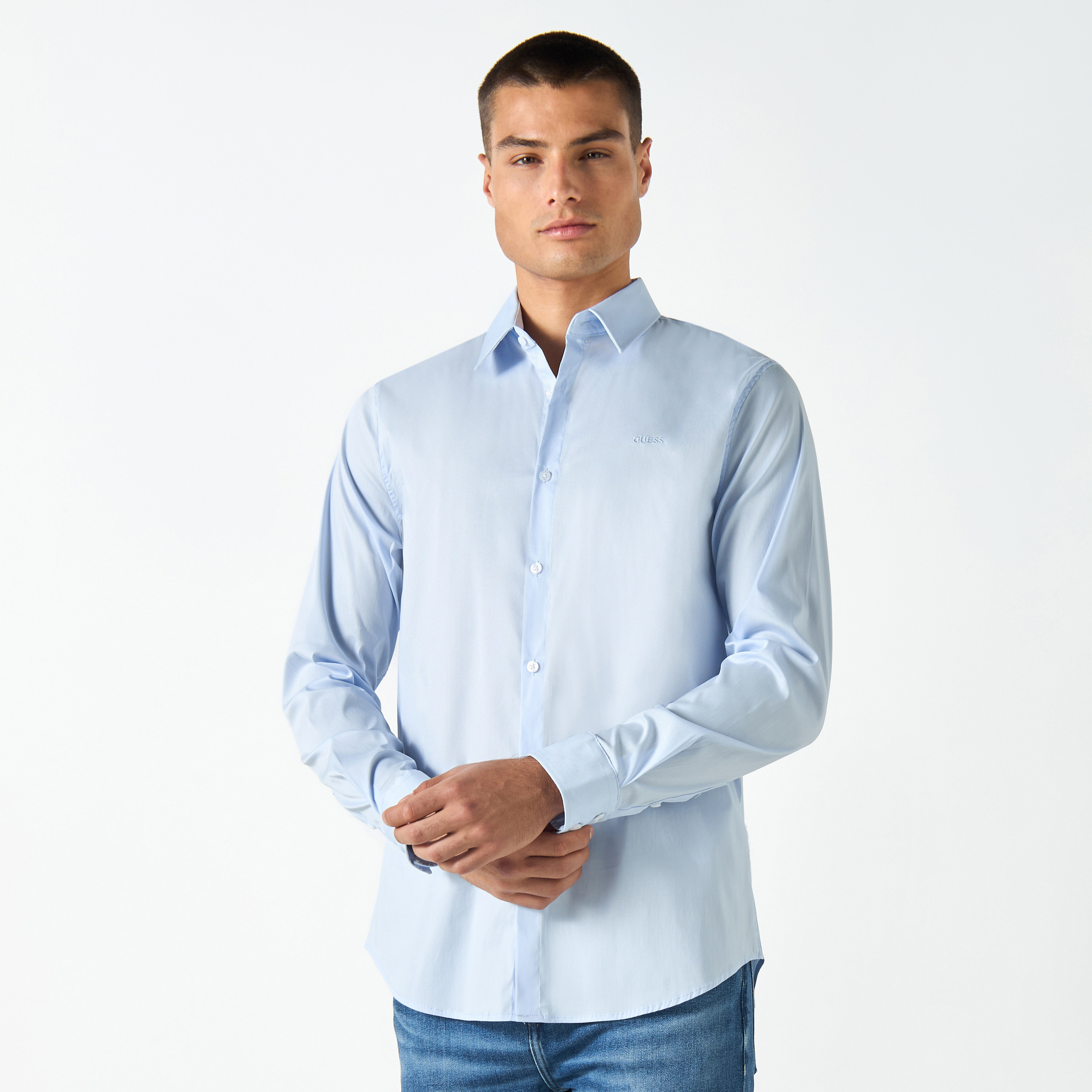 قميص سادة بأكمام طويلة من جيس-men-clothing-shirts-image-1