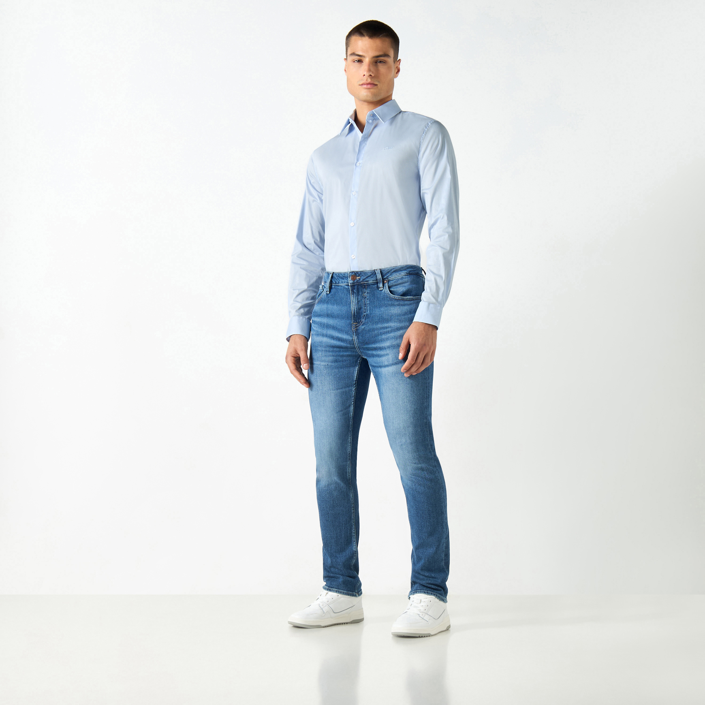 Guess Solid Shirt with Long Sleeves-men-clothing-shirts-image-2