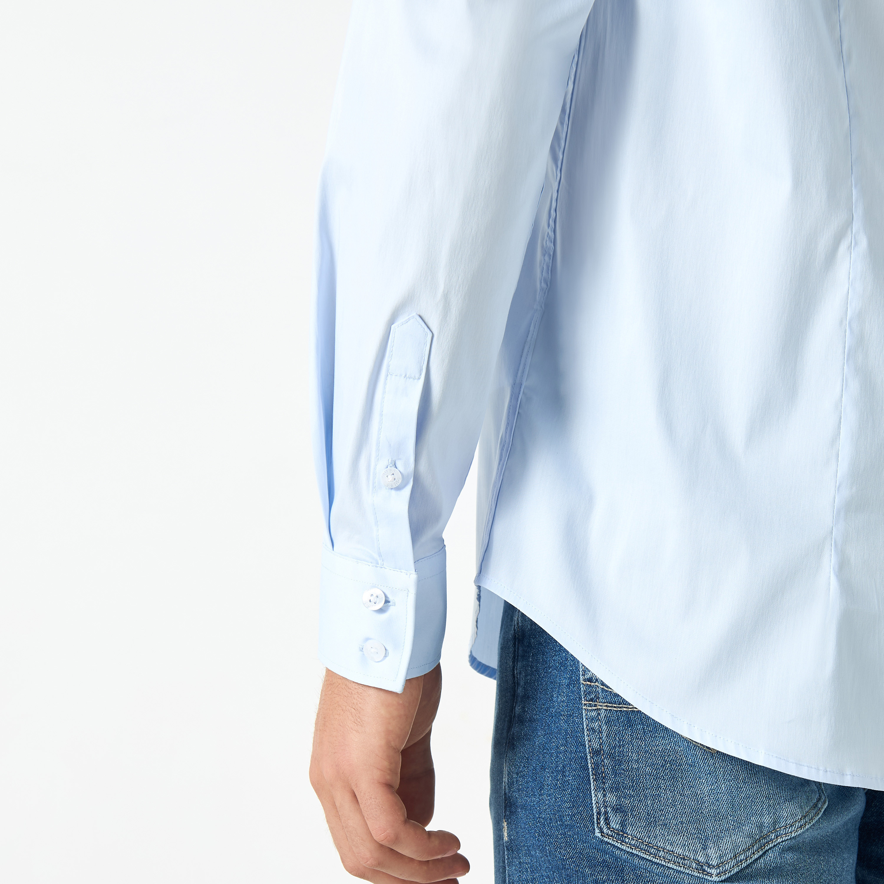 Guess Solid Shirt with Long Sleeves-men-clothing-shirts-image-4