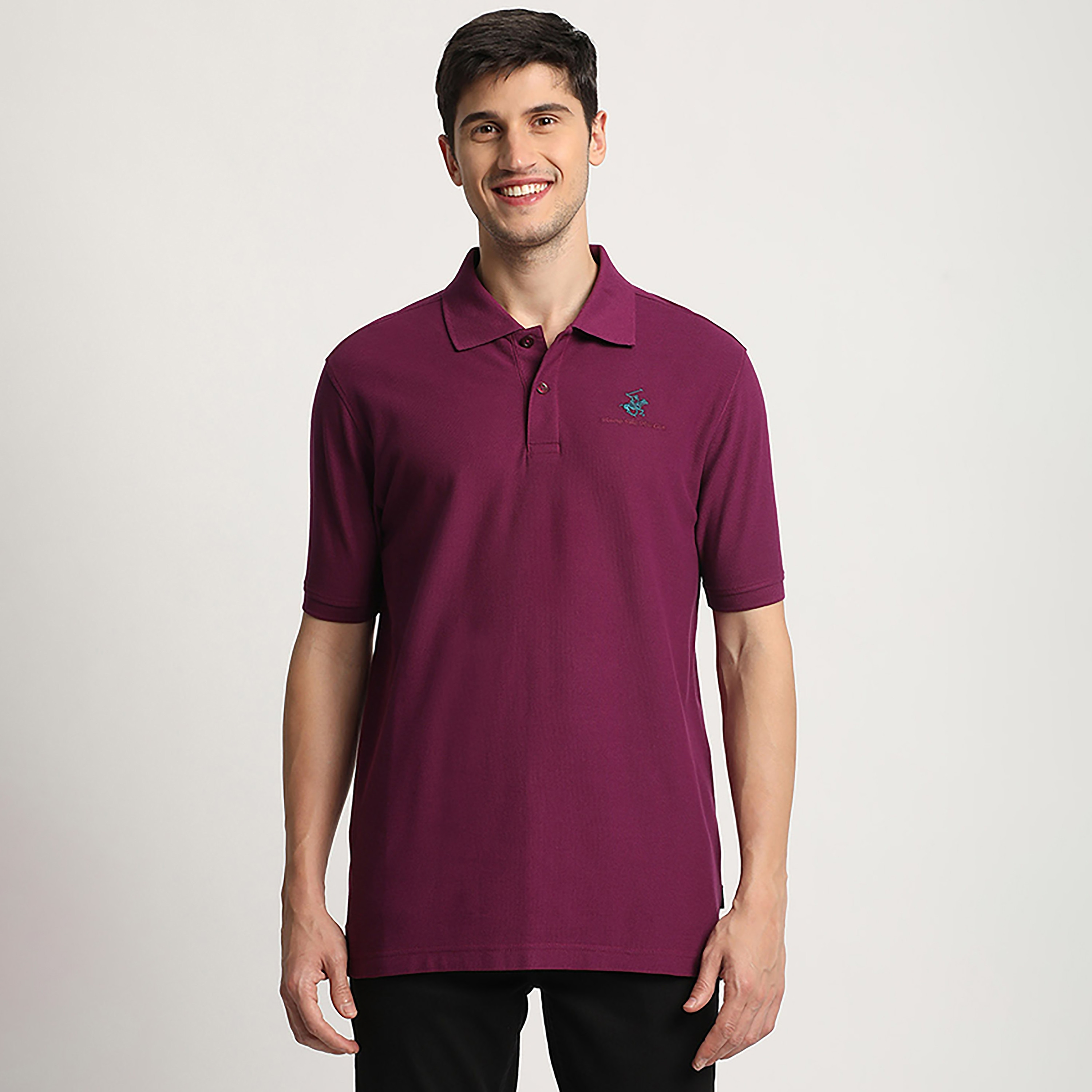 تي شيرت بولو رجالي سادة بأكمام قصيرة وياقة من بيفرلي هيلز بولو كلوب-men-clothing-tshirtsandpolos-polos-image-1
