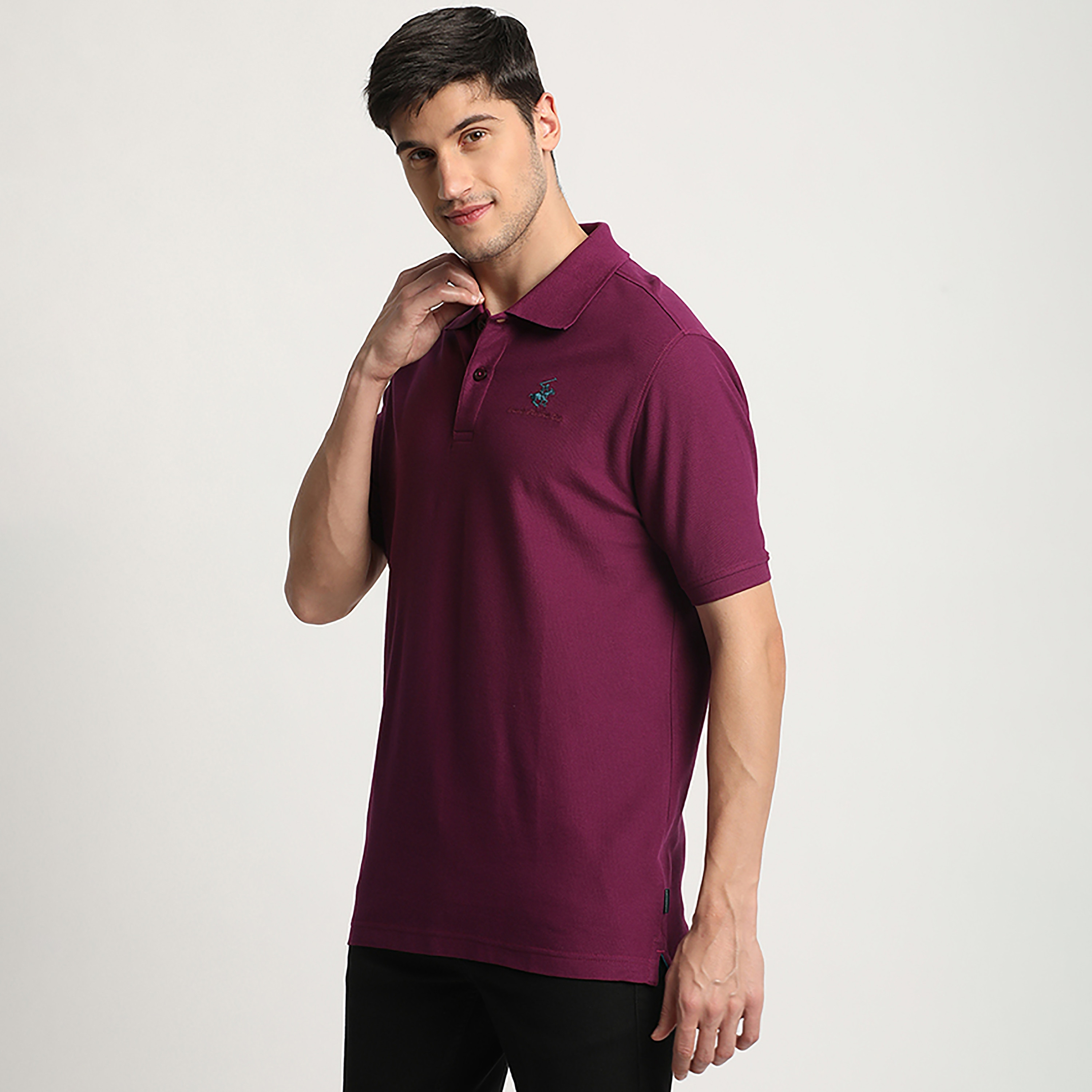 تي شيرت بولو رجالي سادة بأكمام قصيرة وياقة من بيفرلي هيلز بولو كلوب-men-clothing-tshirtsandpolos-polos-image-2