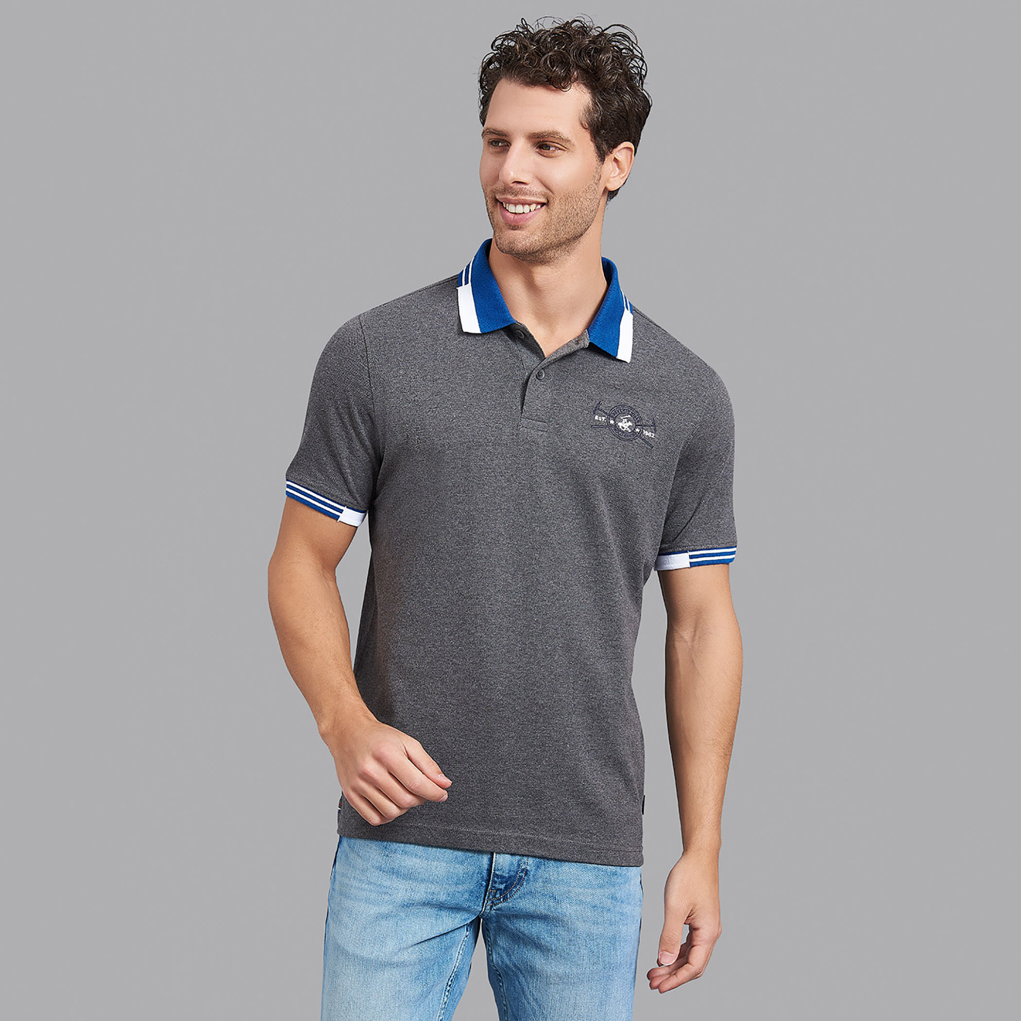 Beverly Hills Polo Club Men Charcoal Logo Short Sleeves Polo T-shirt-men-clothing-tshirtsandpolos-polos-image-1