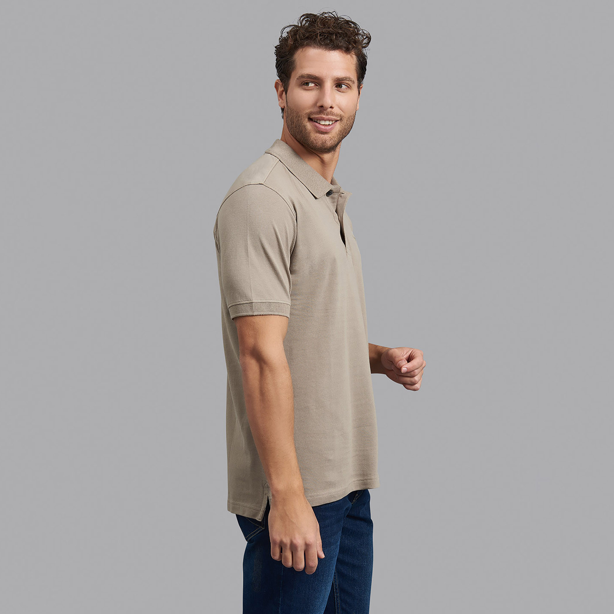 قميص بيفرلي هيلز بولو كلب رجالي بيج سادة بأكمام قصيرة-men-clothing-tshirtsandpolos-polos-image-4