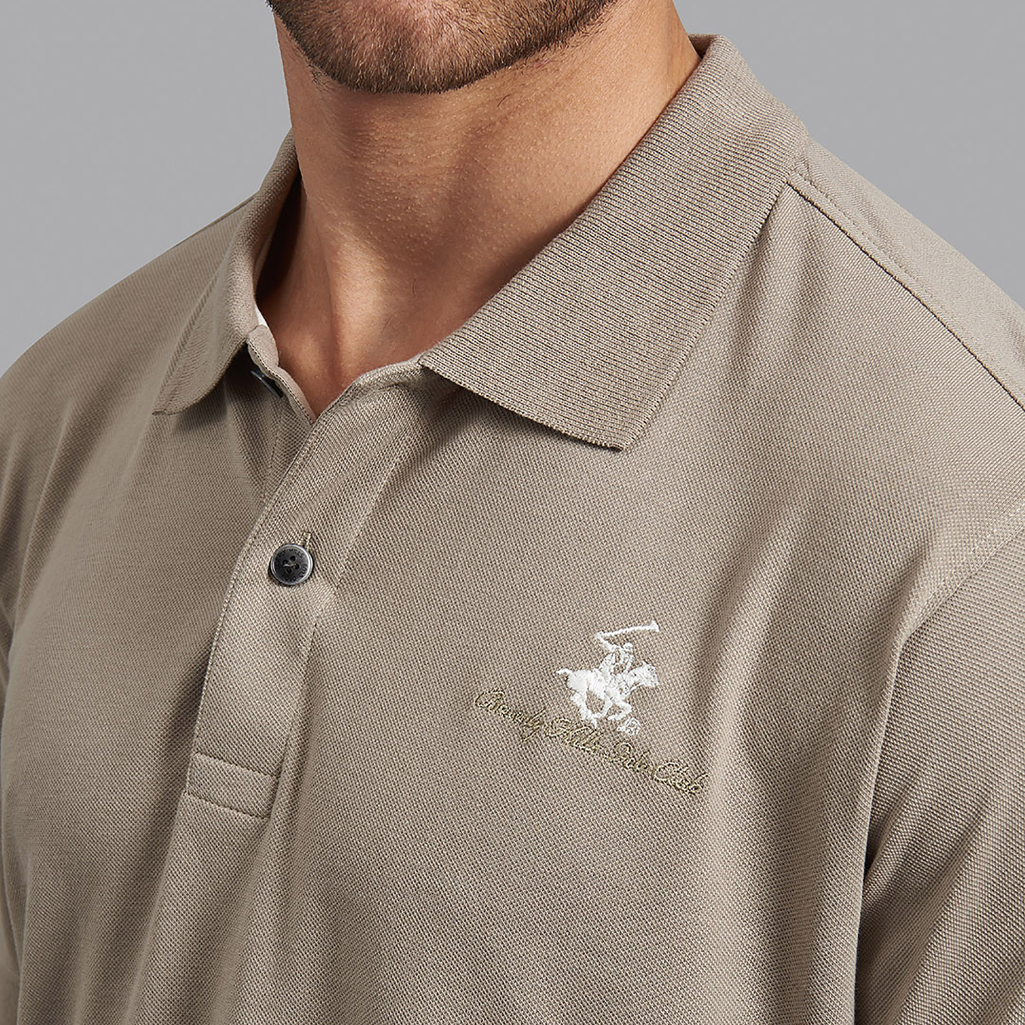 قميص بيفرلي هيلز بولو كلب رجالي بيج سادة بأكمام قصيرة-men-clothing-tshirtsandpolos-polos-image-6