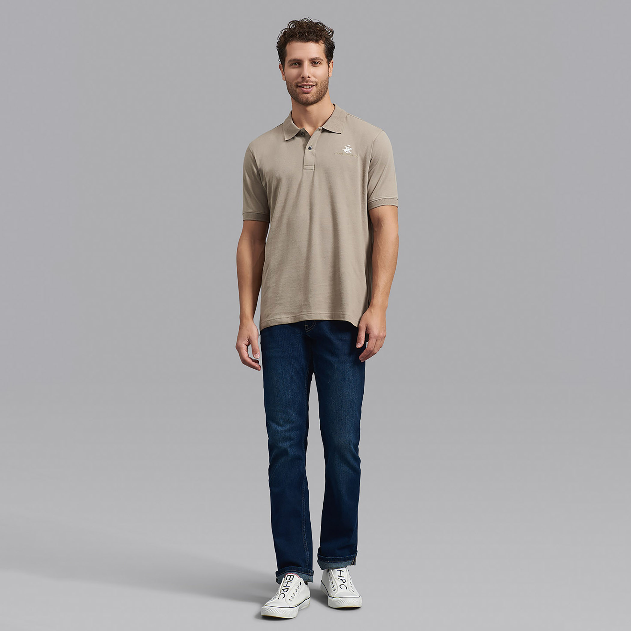 قميص بيفرلي هيلز بولو كلب رجالي بيج سادة بأكمام قصيرة-men-clothing-tshirtsandpolos-polos-image-7
