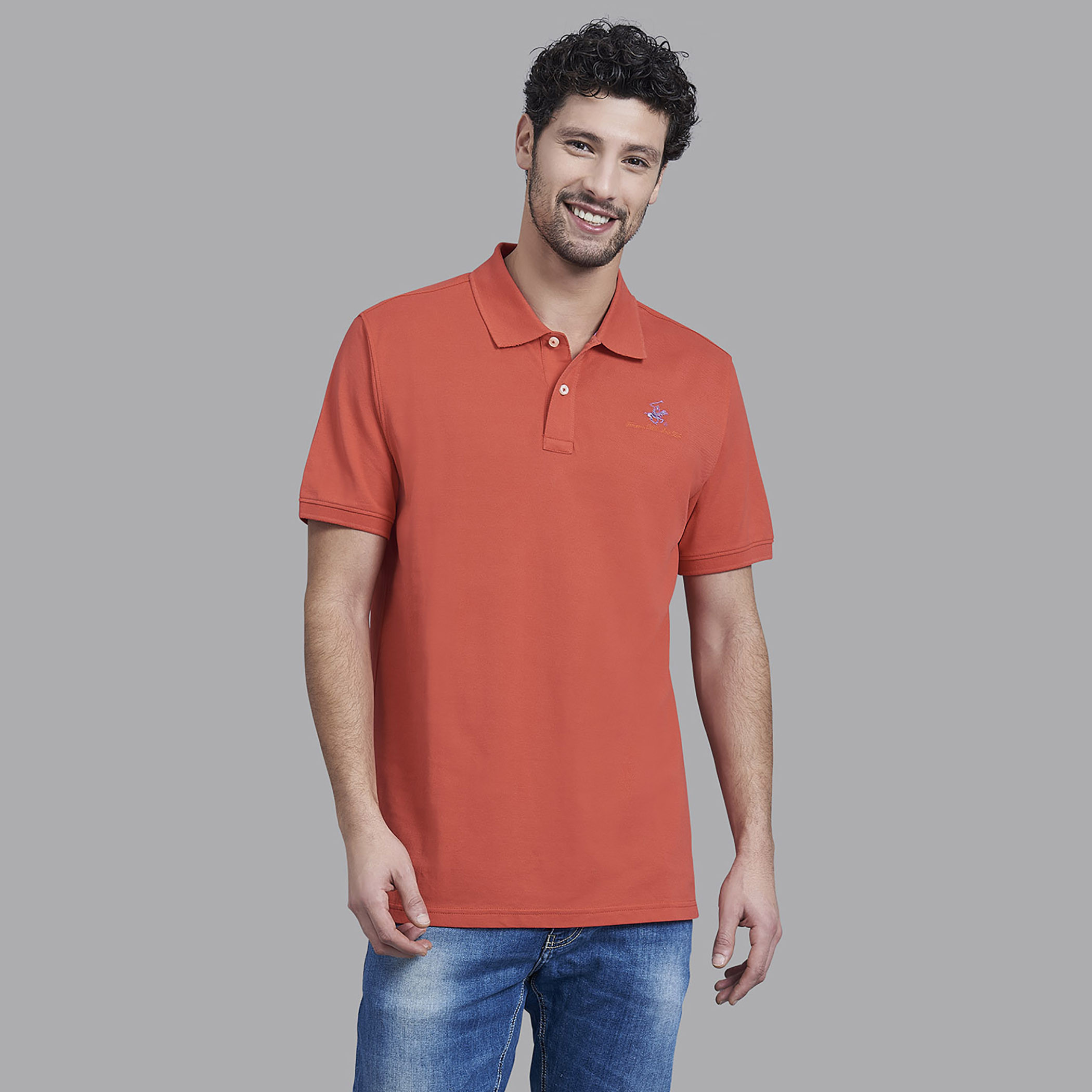 قميص بيفرلي هيلز بولو كلب رجالي أحمر سادة بأكمام قصيرة-men-clothing-tshirtsandpolos-polos-image-1