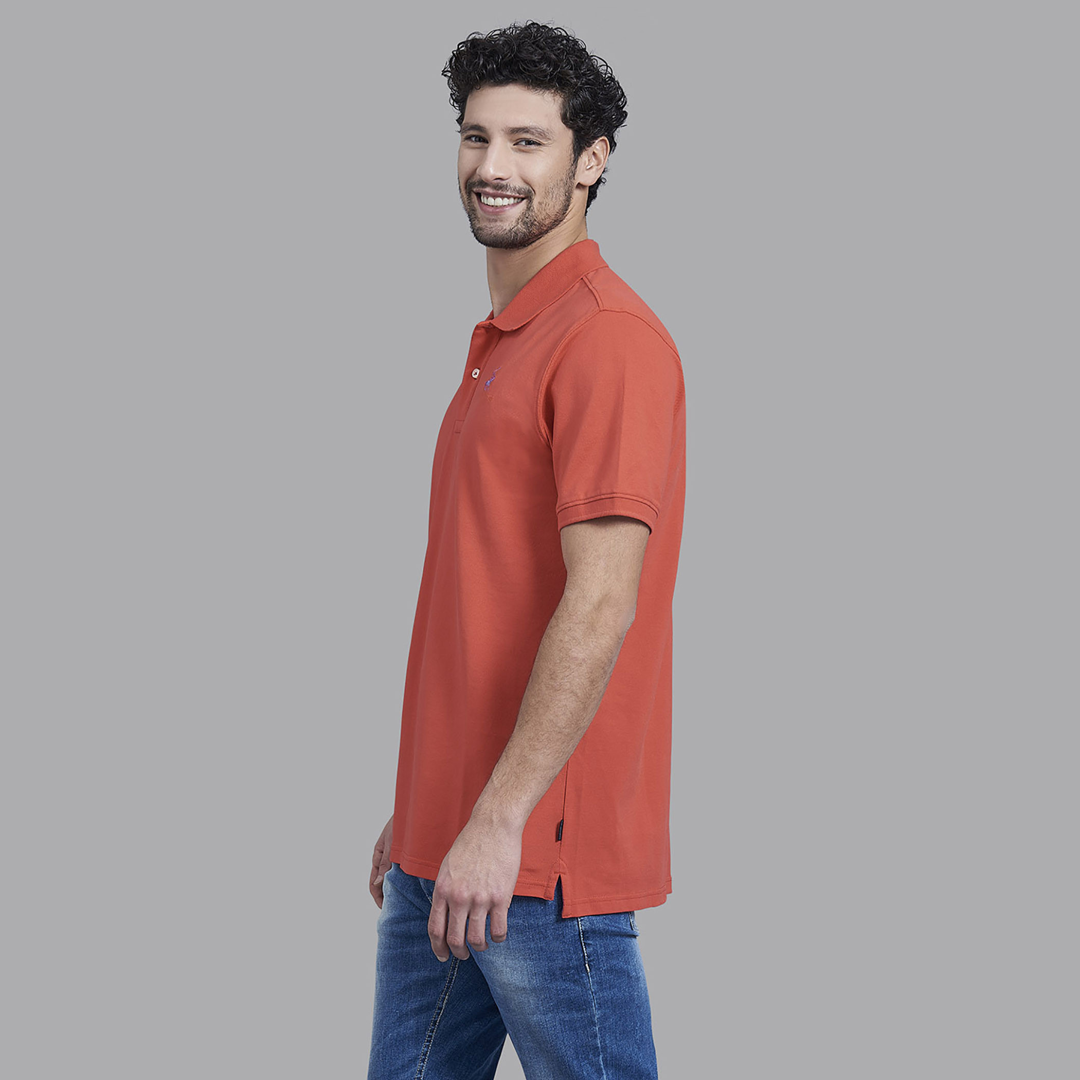 قميص بيفرلي هيلز بولو كلب رجالي أحمر سادة بأكمام قصيرة-men-clothing-tshirtsandpolos-polos-image-3
