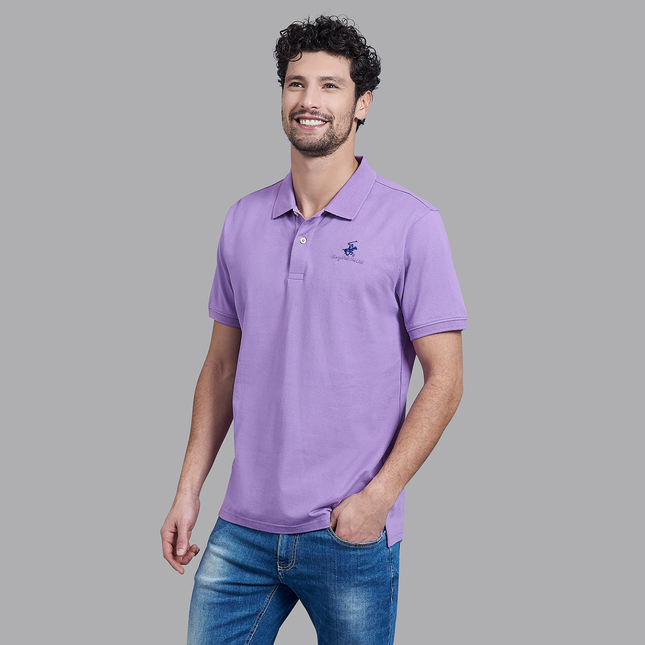 قميص بيفرلي هيلز بولو كلب رجالي أرجواني سادة بأكمام قصيرة-men-clothing-tshirtsandpolos-polos-image-1