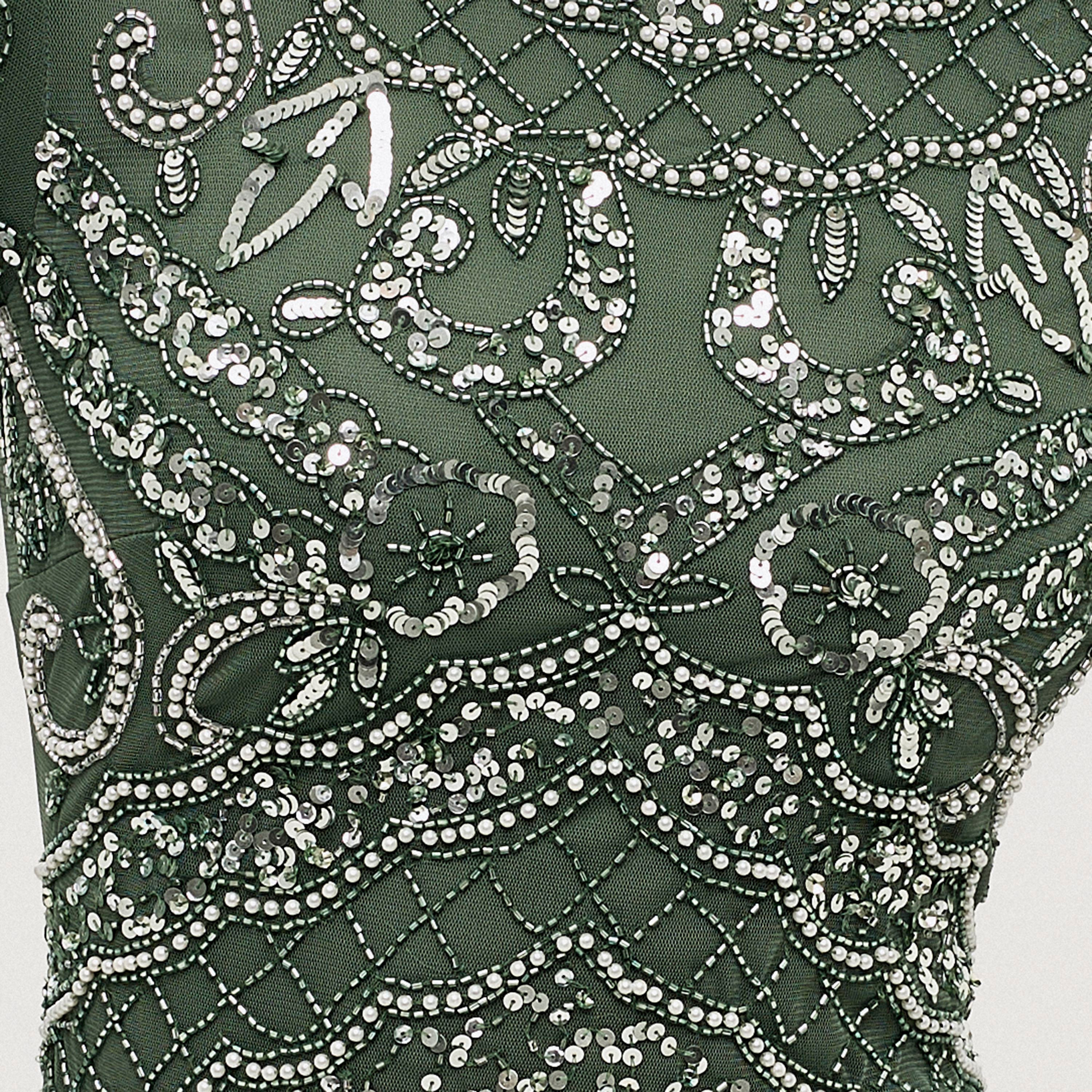Maryisa Ema Green Sequined & Beaded Flared Sleeves Straight Women's Evening Maxi Dress-women-clothing-dresses-image-5