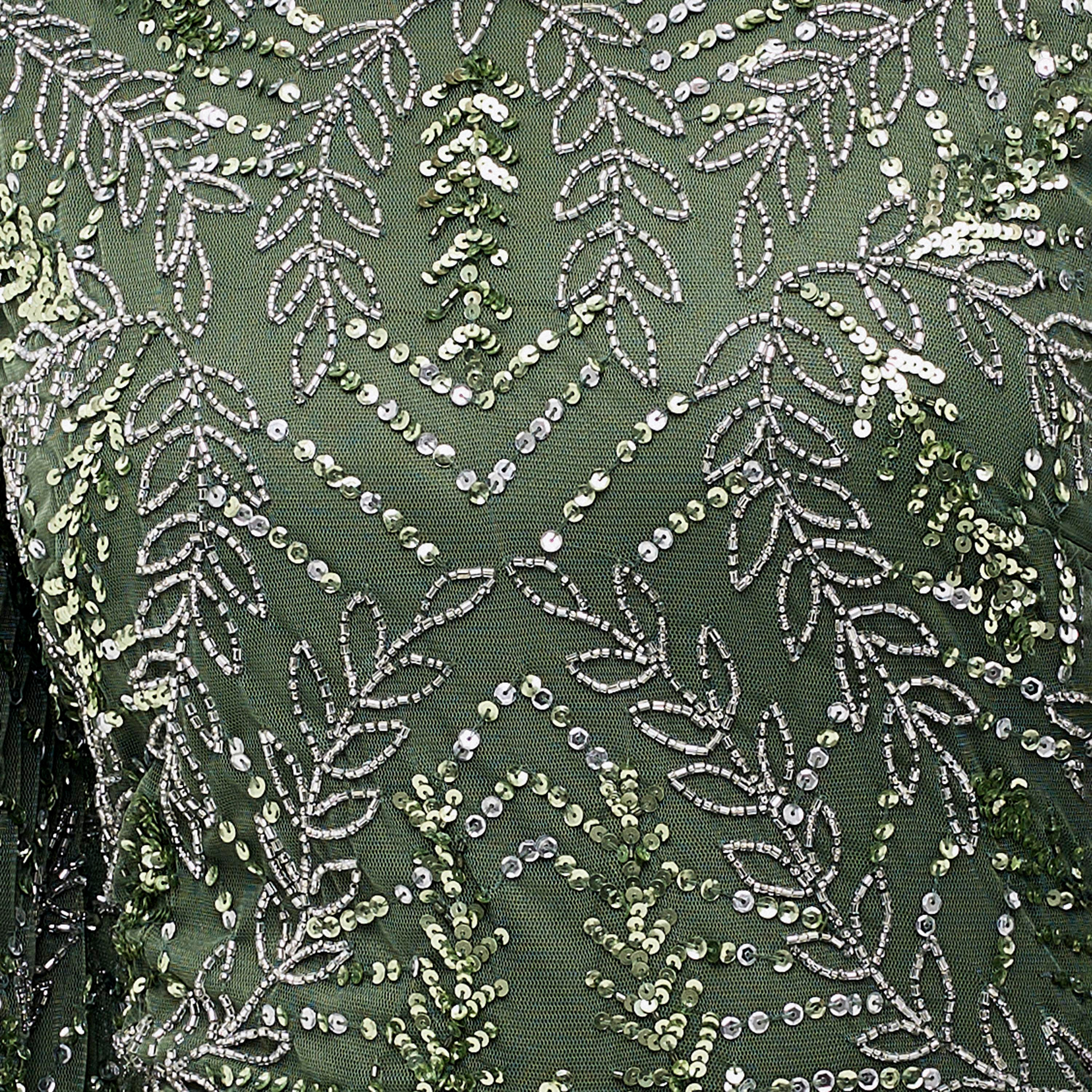 Maryisa Luma Green Sequined & Beaded Bishop Sleeves Flared Women's Evening Maxi Dress-women-clothing-dresses-image-6