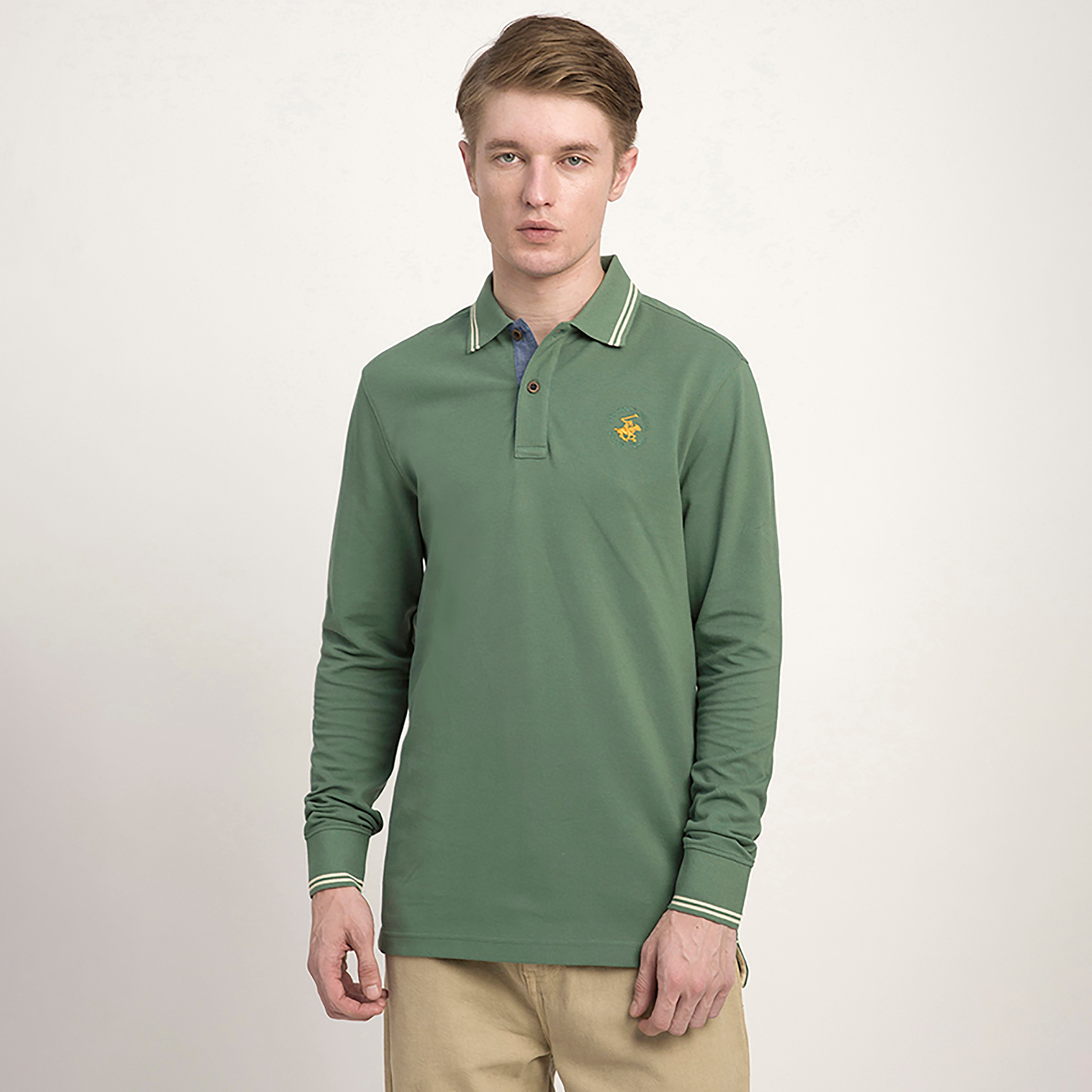 Beverly Hills Polo Club Plain Collared Long Sleeves Men's Polo T-Shirt-men-clothing-tshirtsandpolos-polos-image-1