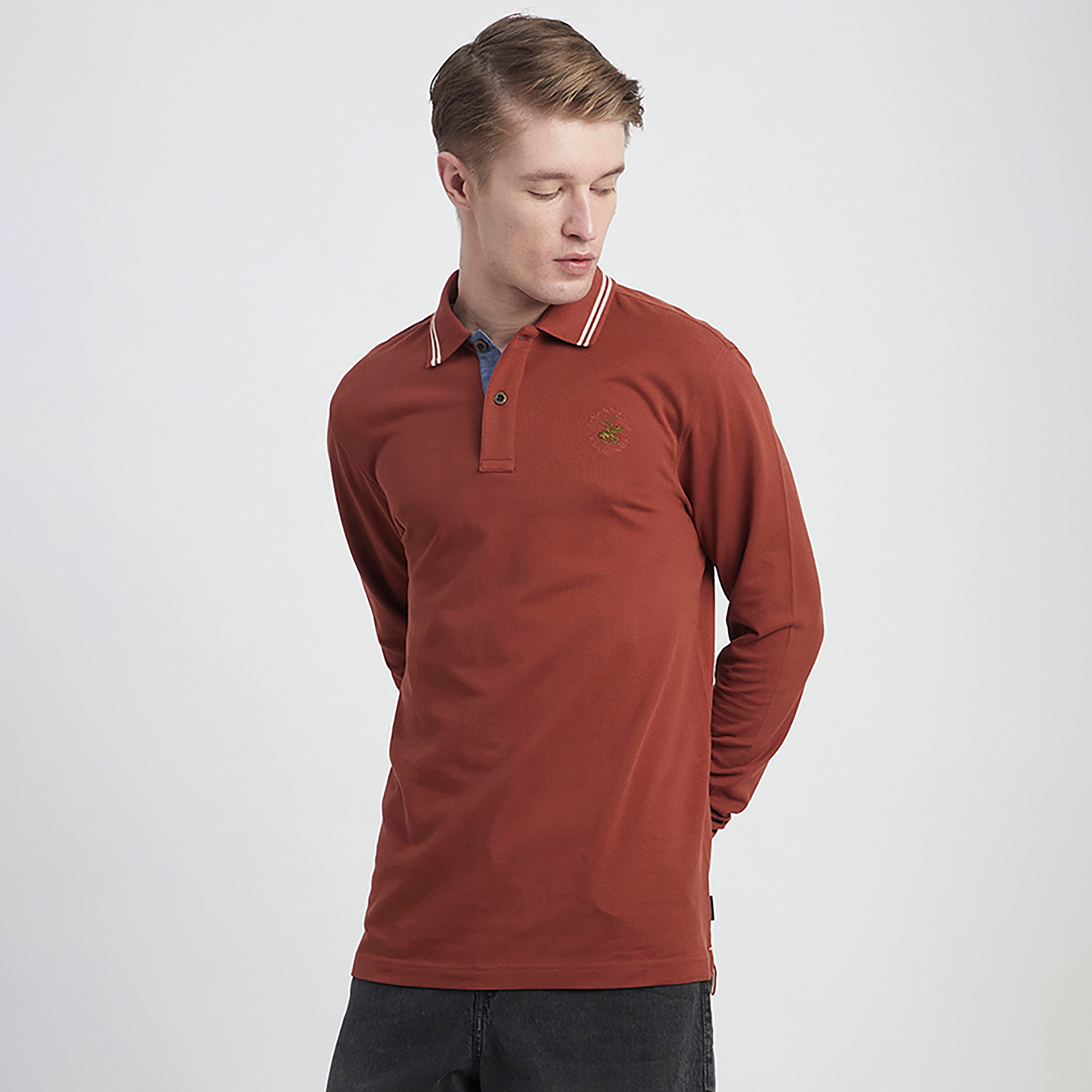 تيشيرت بولو رجالي بياقة وأكمام طويلة من بيفرلي هيلز بولو كلوب-men-clothing-tshirtsandpolos-polos-image-6
