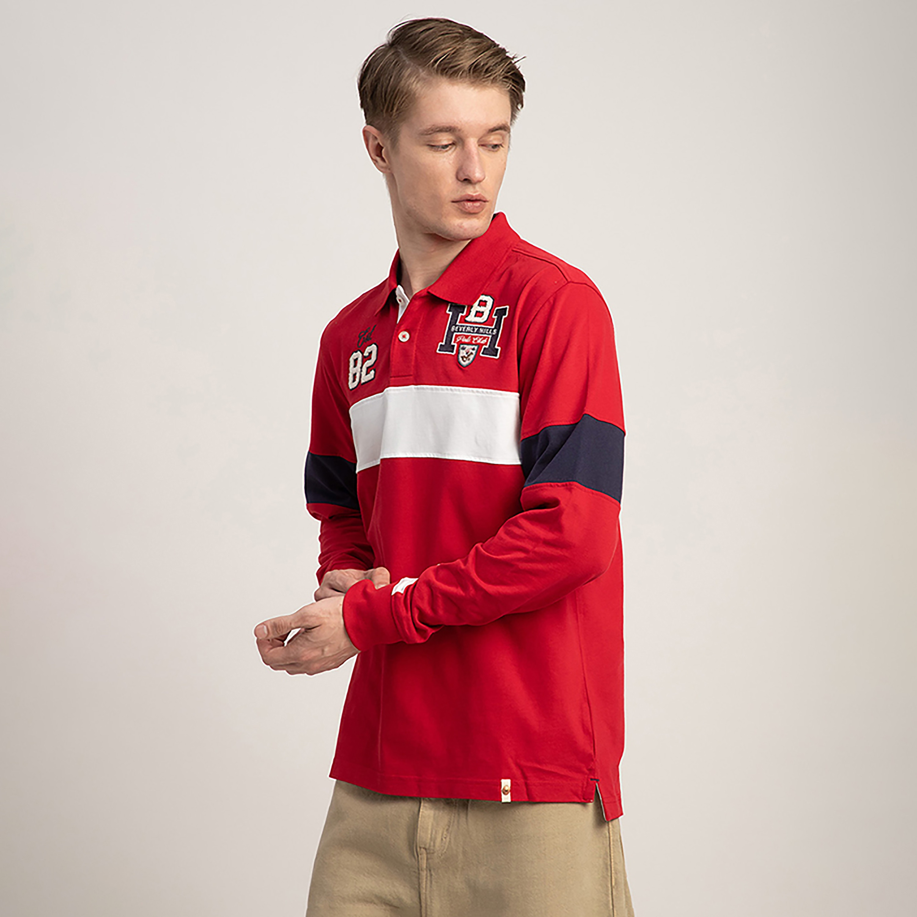 Beverly Hills Polo Club Color-Blocked Collared Long Sleeves Men's Polo T-Shirt-men-clothing-tshirtsandpolos-polos-image-2