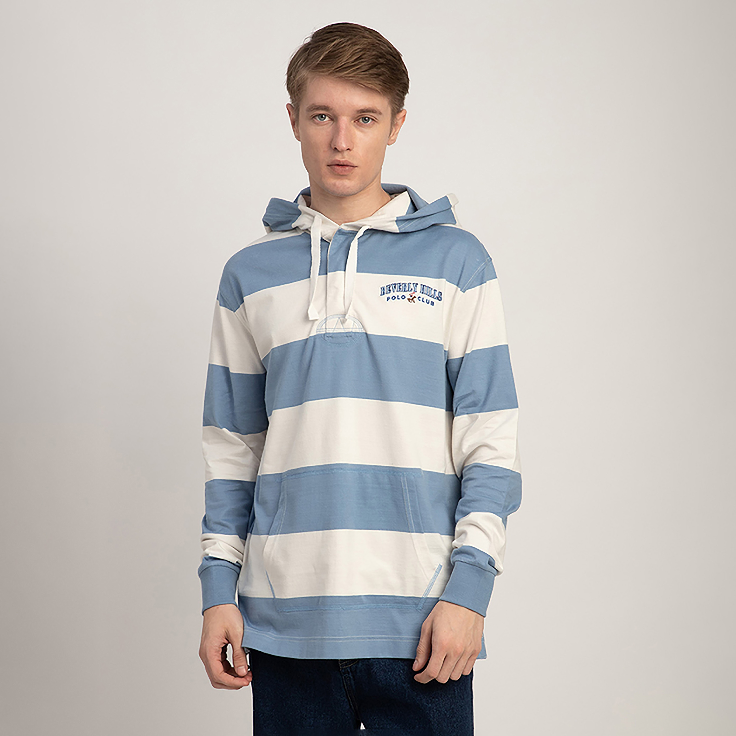 تيشيرت رجالي مخطط بغطاء رأس وأكمام طويلة من بيفرلي هيلز بولو كلوب-men-clothing-tshirtsandpolos-tshirts-image-1
