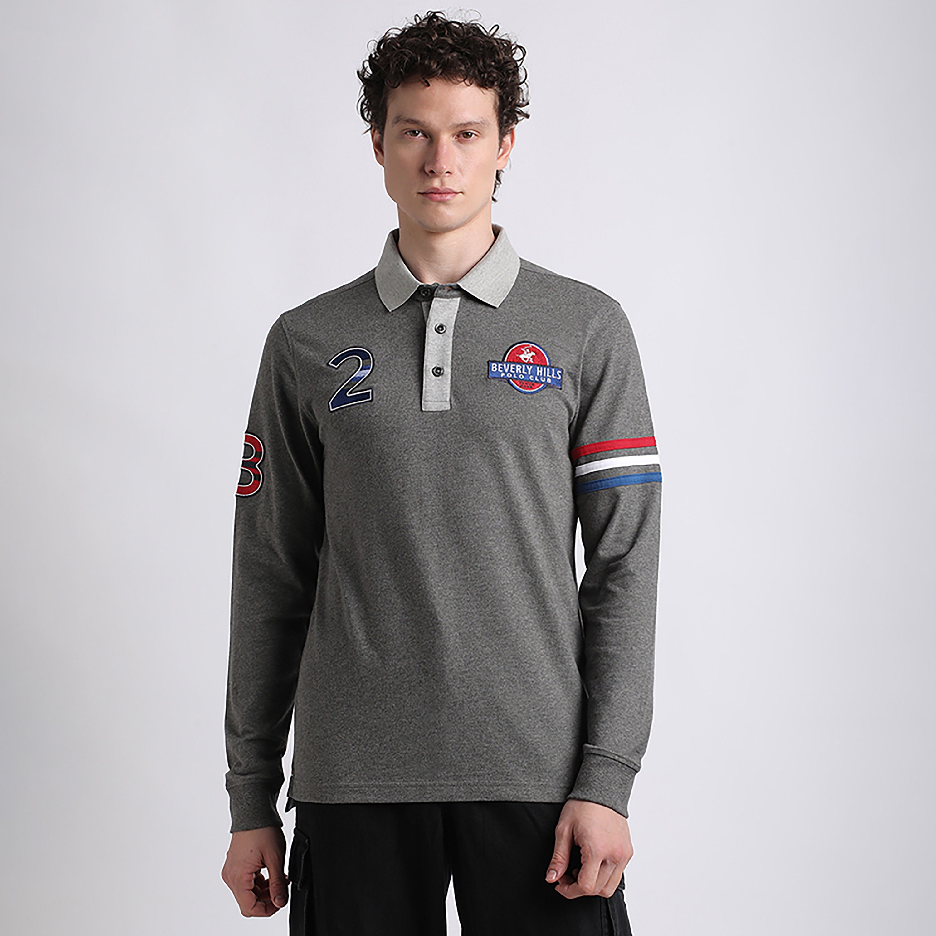 Beverly Hills Polo Club Applique Collared Long Sleeves Men's Polo T-Shirt-men-clothing-tshirtsandpolos-polos-image-1