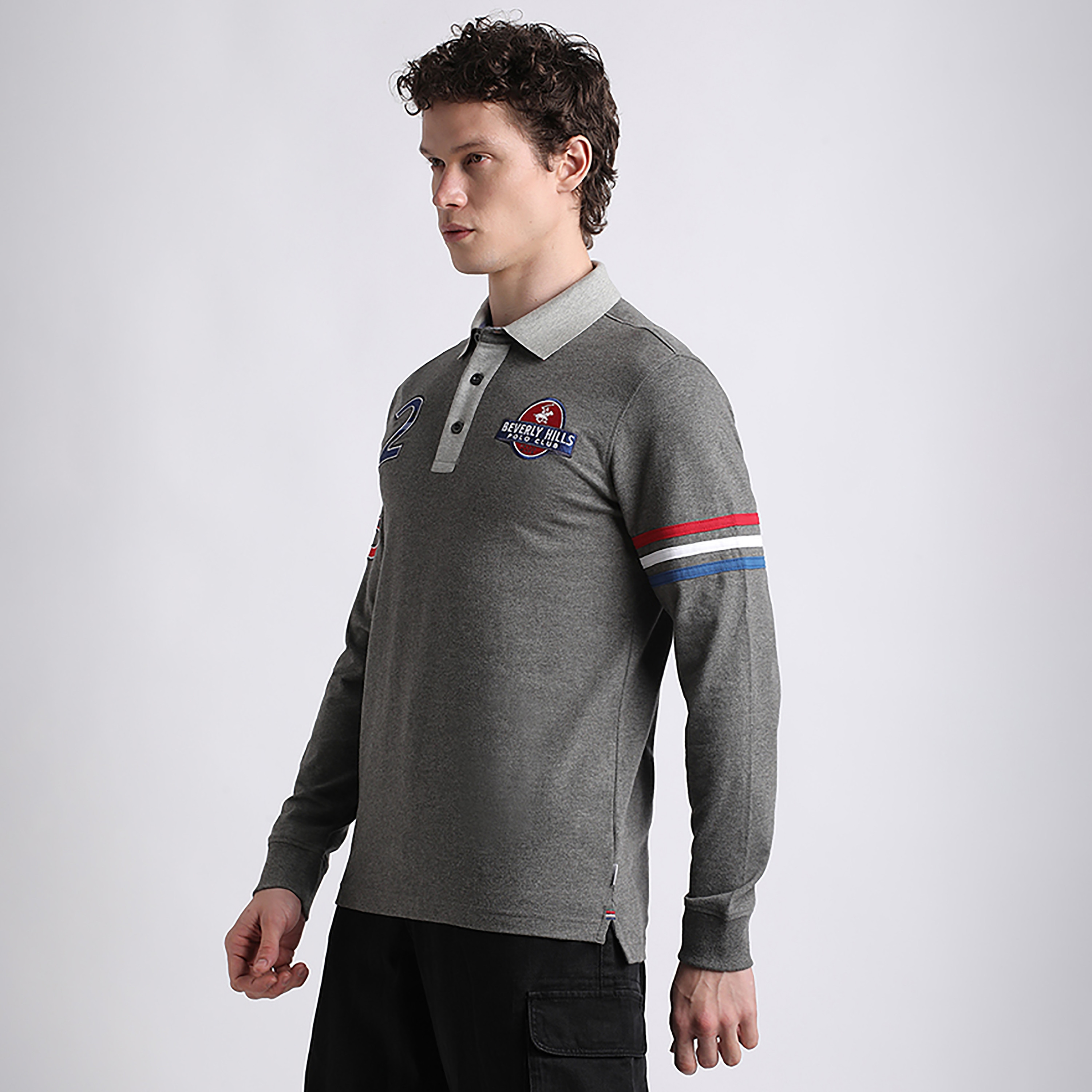 Beverly Hills Polo Club Applique Collared Long Sleeves Men's Polo T-Shirt-men-clothing-tshirtsandpolos-polos-image-2