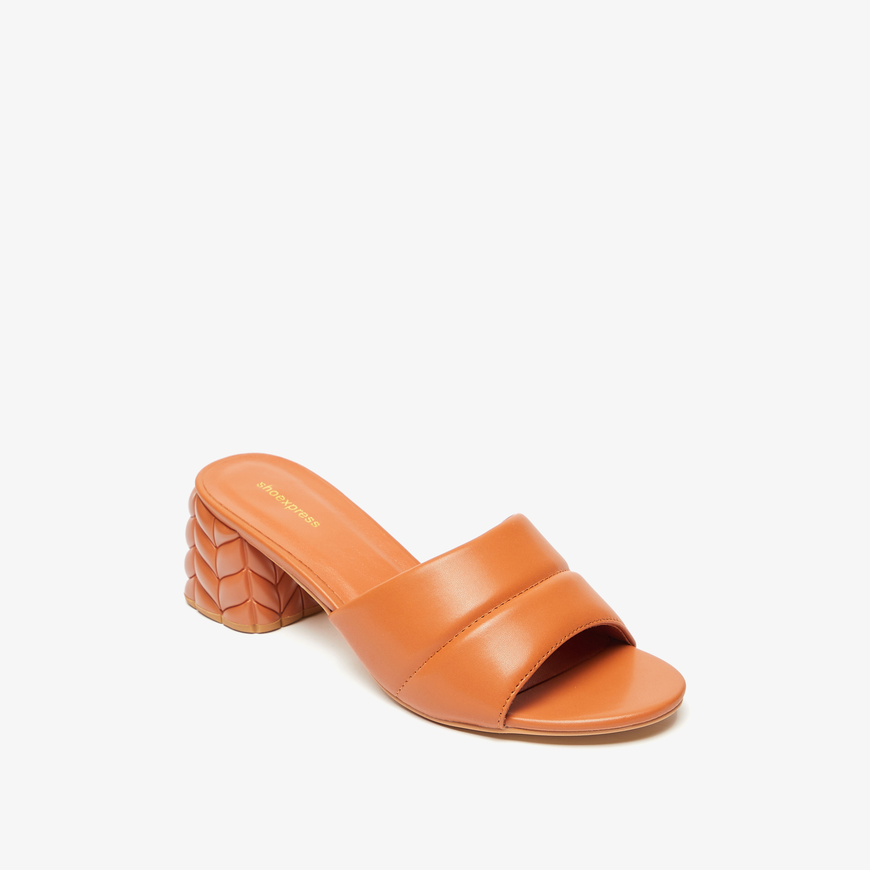 Solid Slip-On Sandals with Quilted Block Heels-women-shoes-heels-image-1