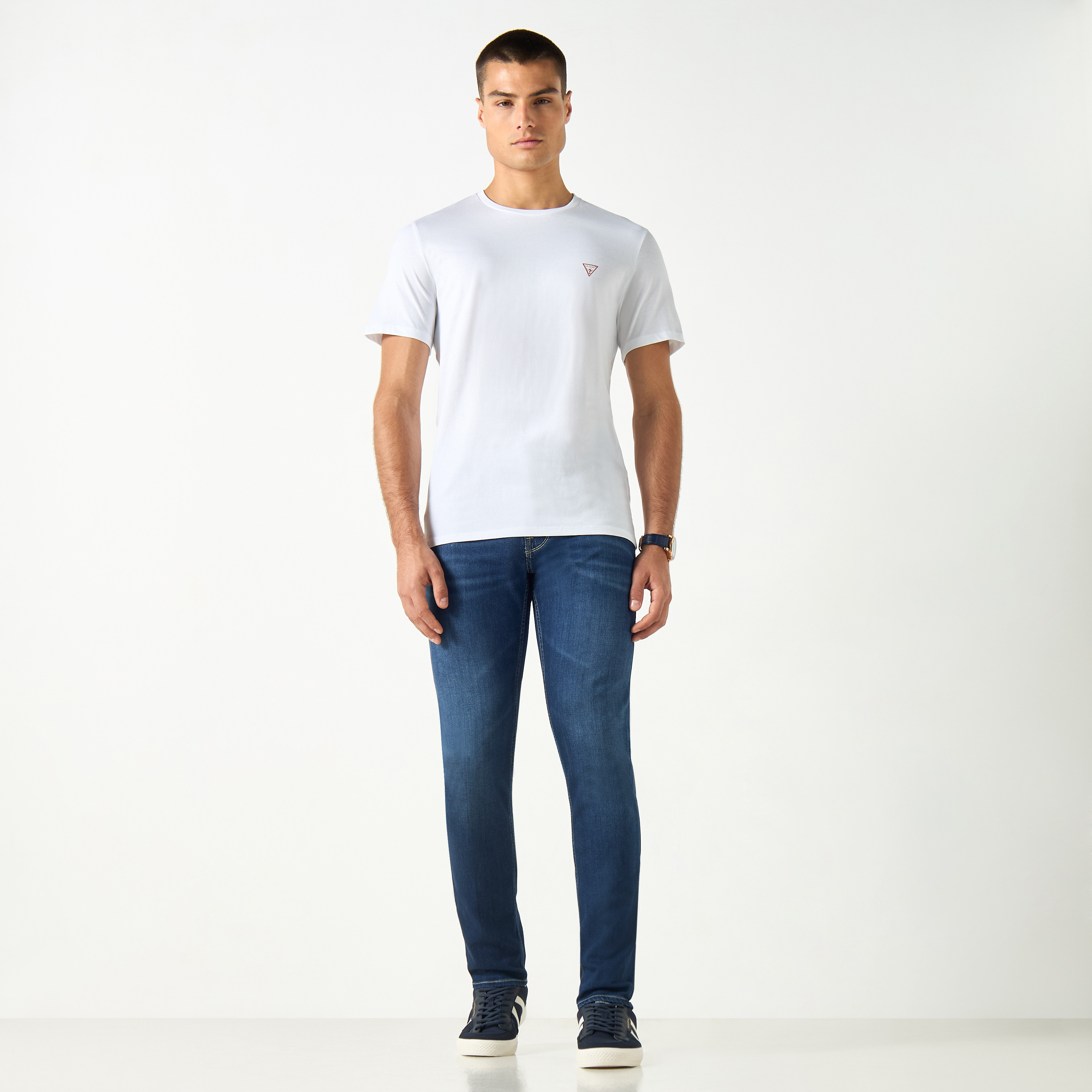 Guess Solid Crew Neck T-shirt with Short Sleeves-men-clothing-tshirtsandpolos-tshirts-image-2