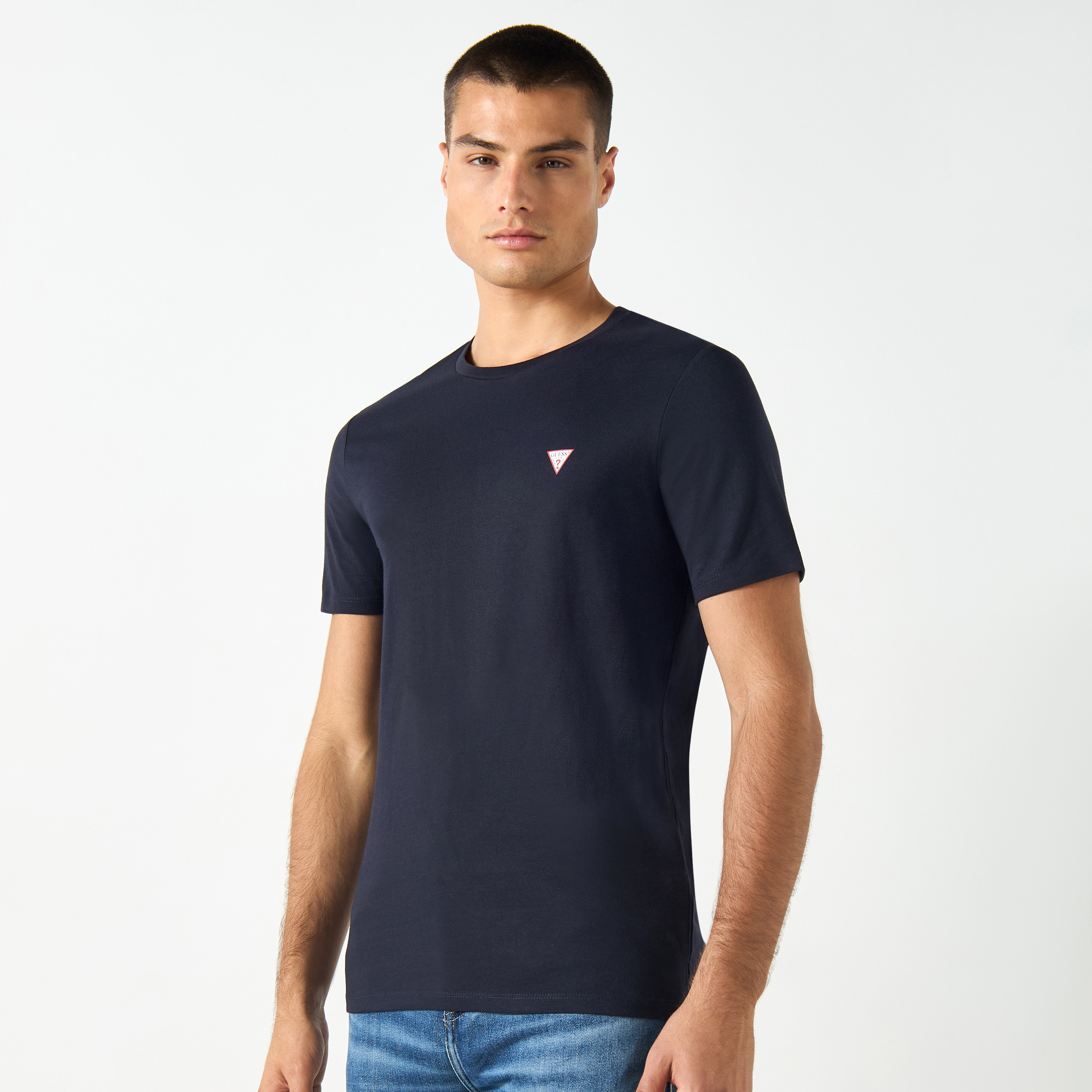 تيشيرت سادة بياقة ضيقة وأكمام قصيرة من جيس-men-clothing-tshirtsandpolos-tshirts-image-4