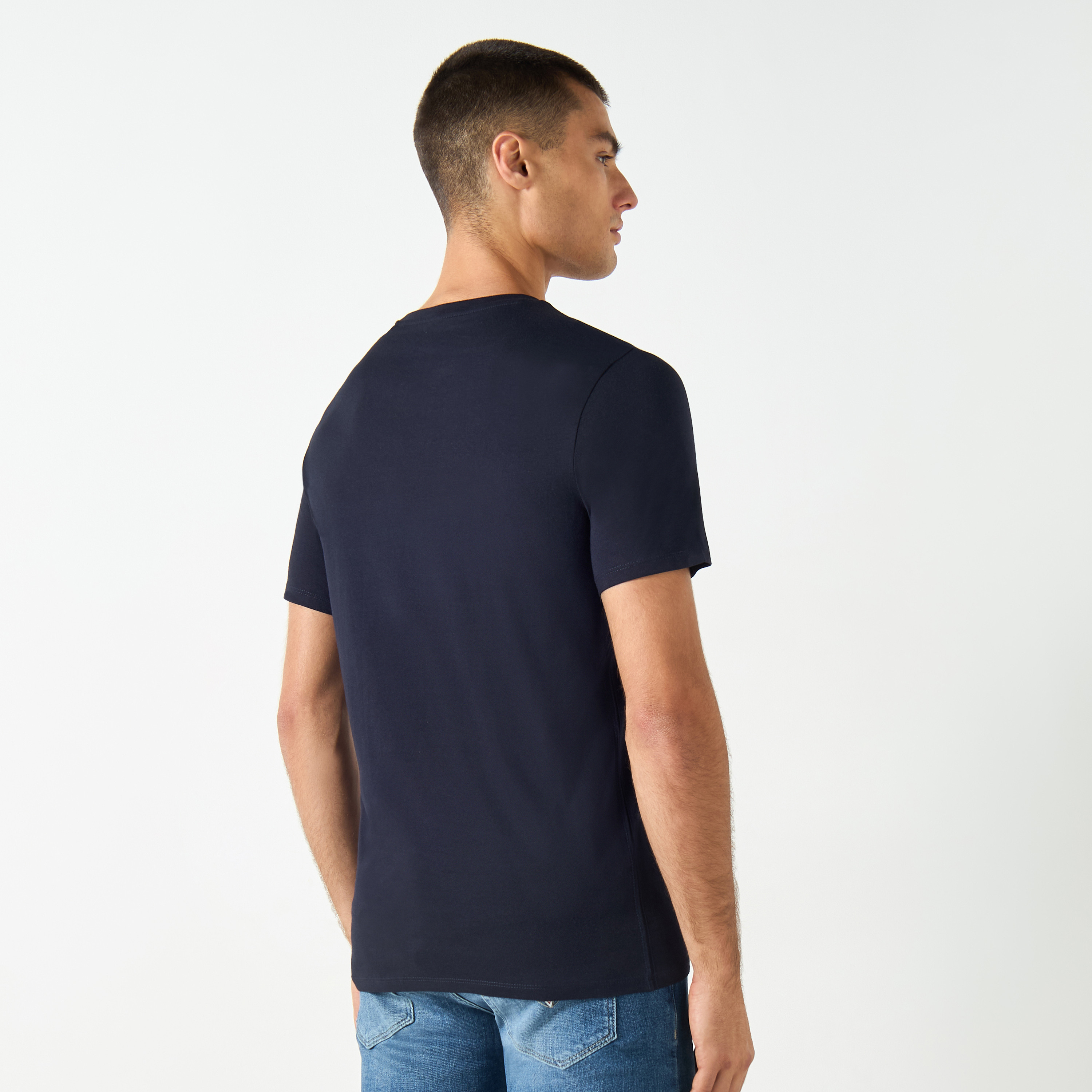 Guess Solid Crew Neck T-shirt with Short Sleeves-men-clothing-tshirtsandpolos-tshirts-image-3