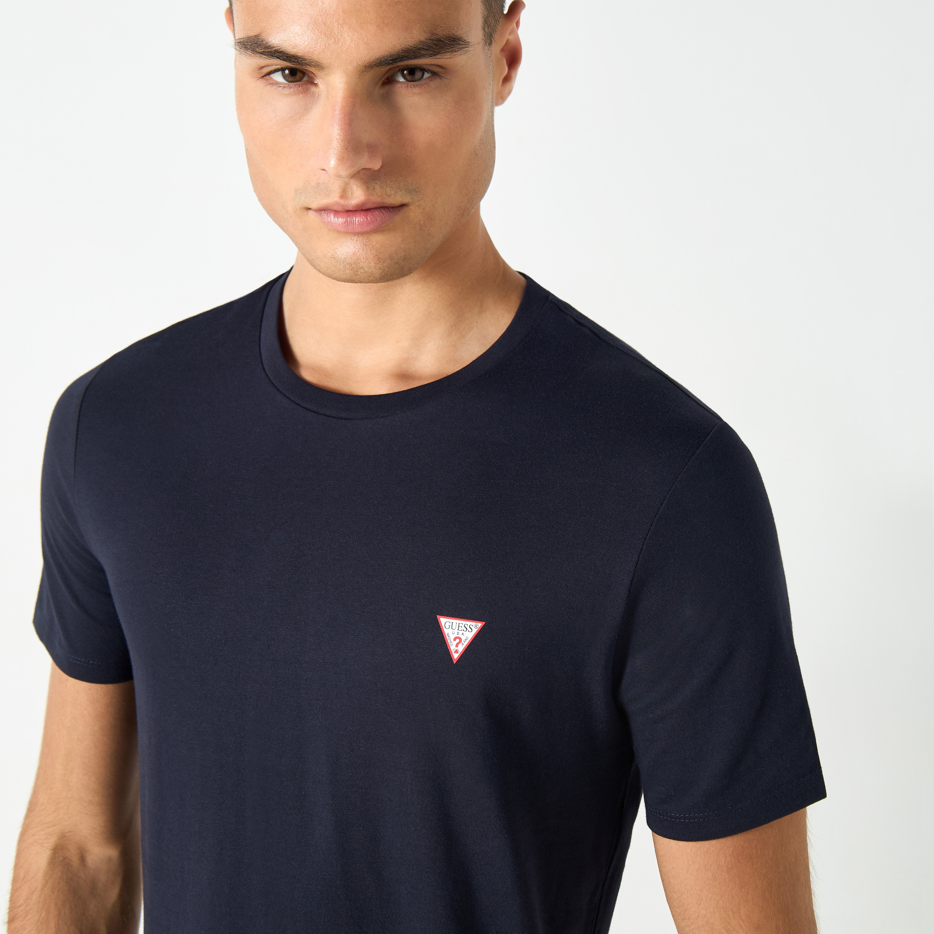 Guess Solid Crew Neck T-shirt with Short Sleeves-men-clothing-tshirtsandpolos-tshirts-image-4