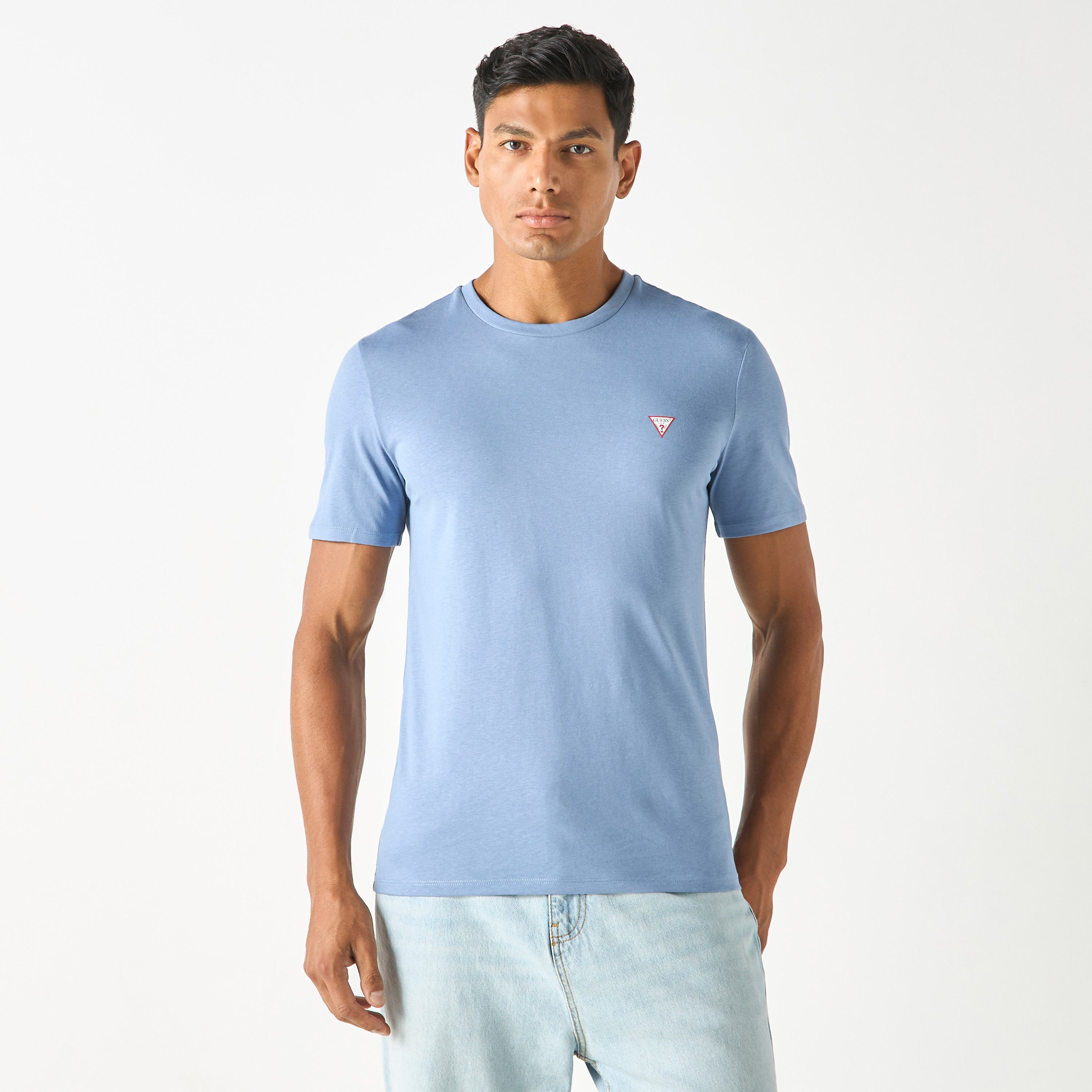 Guess Logo Print Crew Neck T-shirt with Short Sleeves-men-clothing-tshirtsandpolos-tshirts-image-1